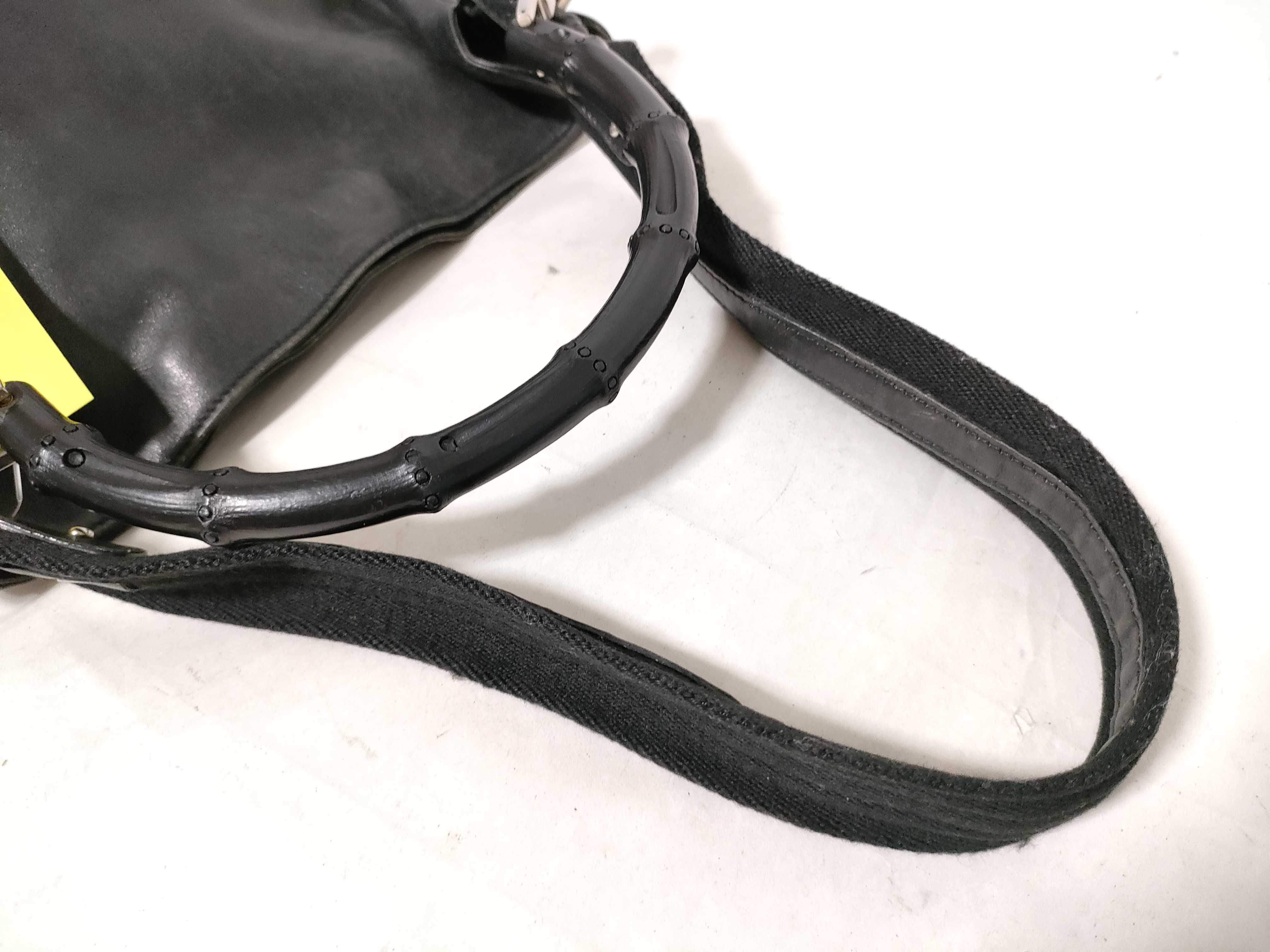 Bamboo 001・4095 Leather Bamboo Black Shoulder Bag — view 3