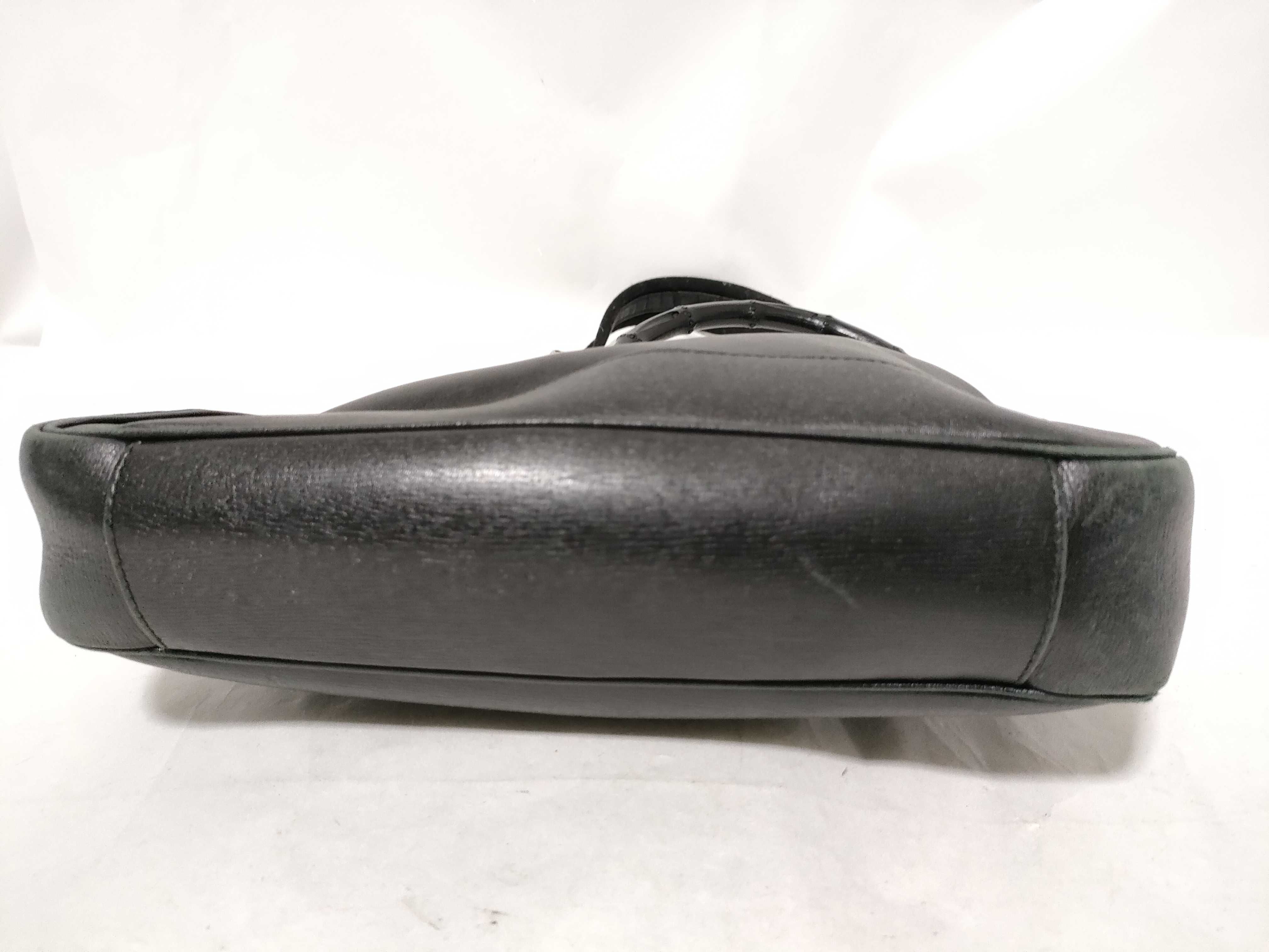 Bamboo 001・4095 Leather Bamboo Black Shoulder Bag — view 7