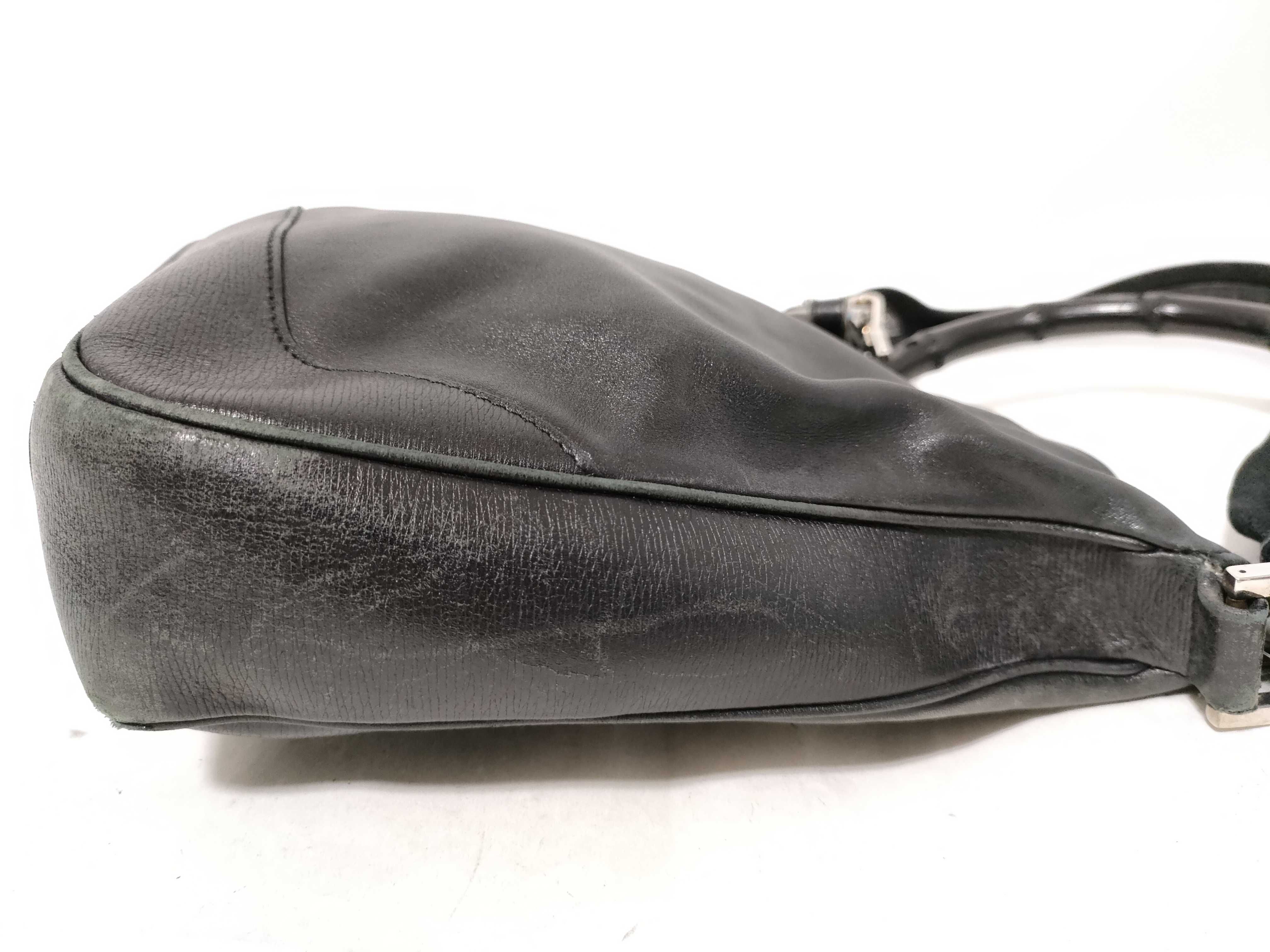 Bamboo 001・4095 Leather Bamboo Black Shoulder Bag — view 8