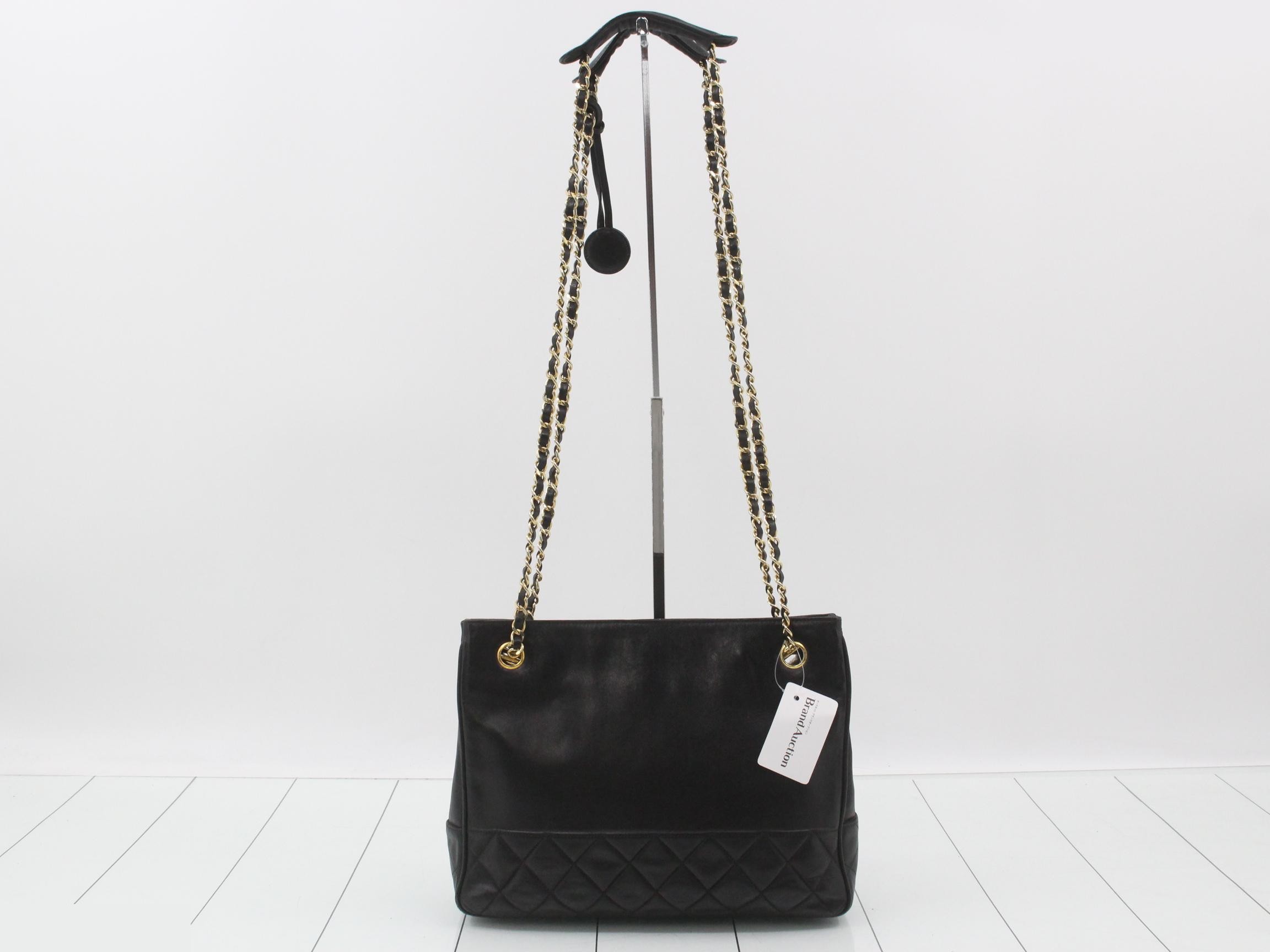 Lambskin Chain Shoulder Tote Bag — view 2
