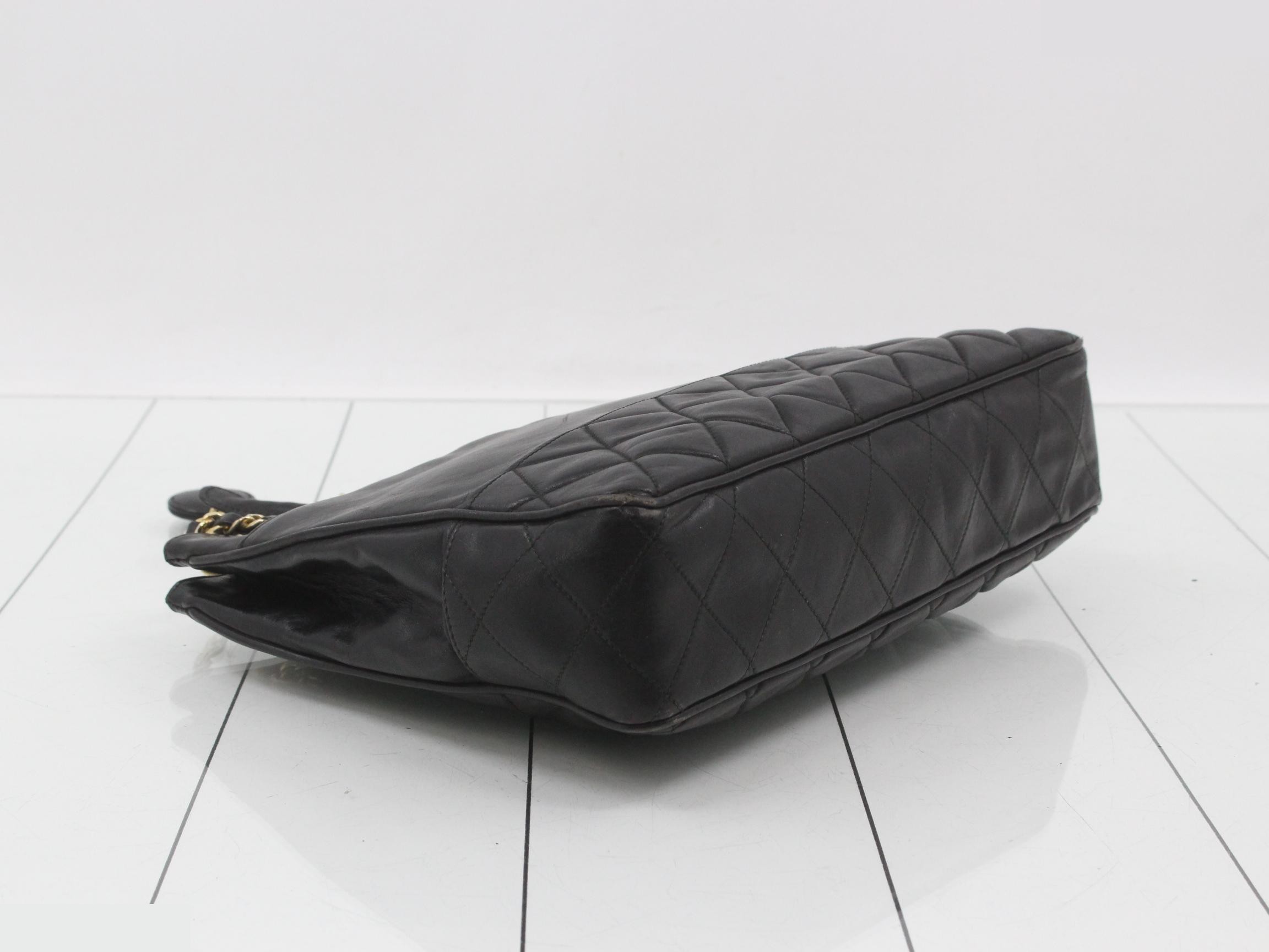 Lambskin Chain Shoulder Tote Bag — view 5