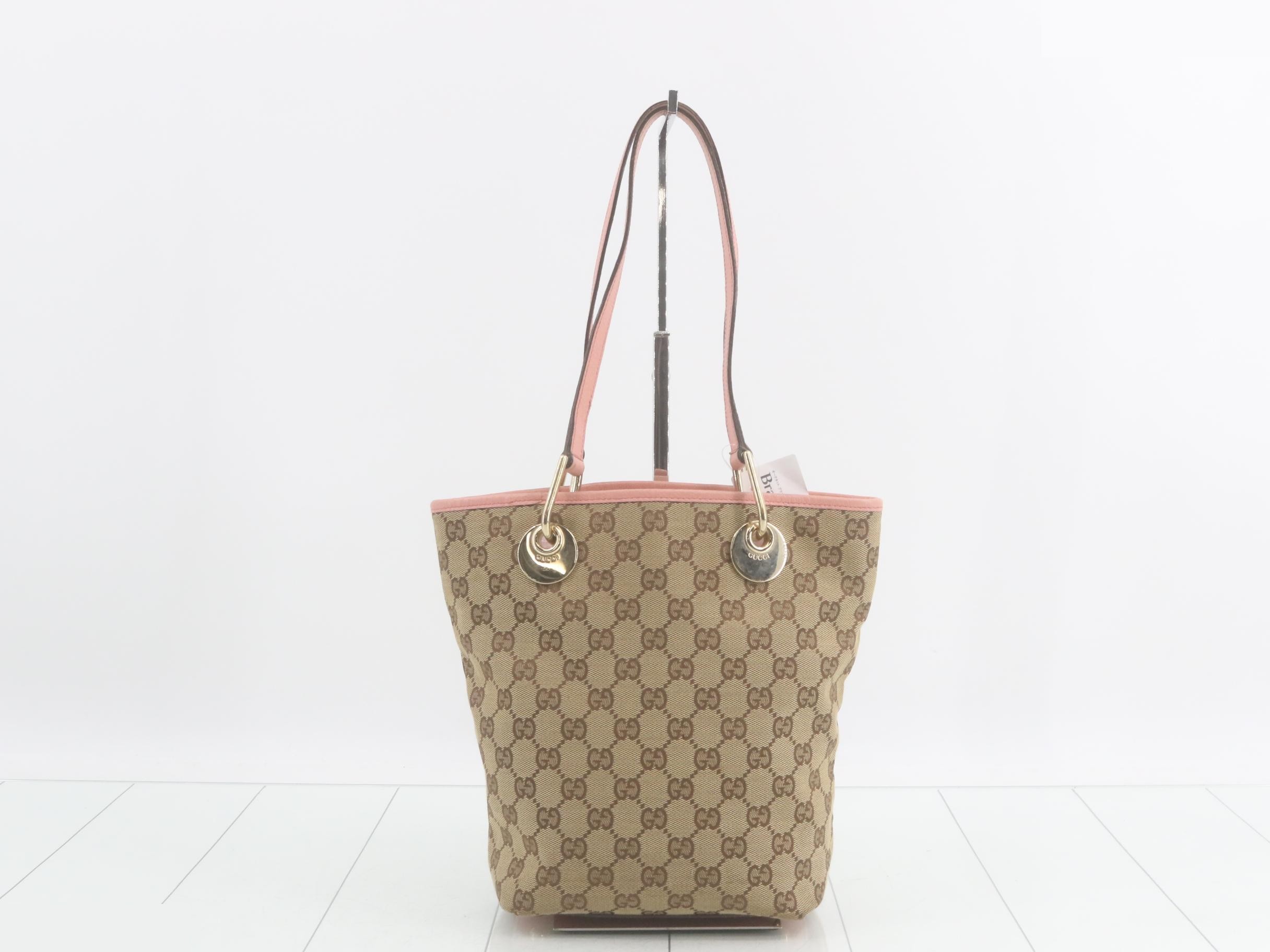 120840 Tote bag, GG canvas, leather, pink, beige — view 2