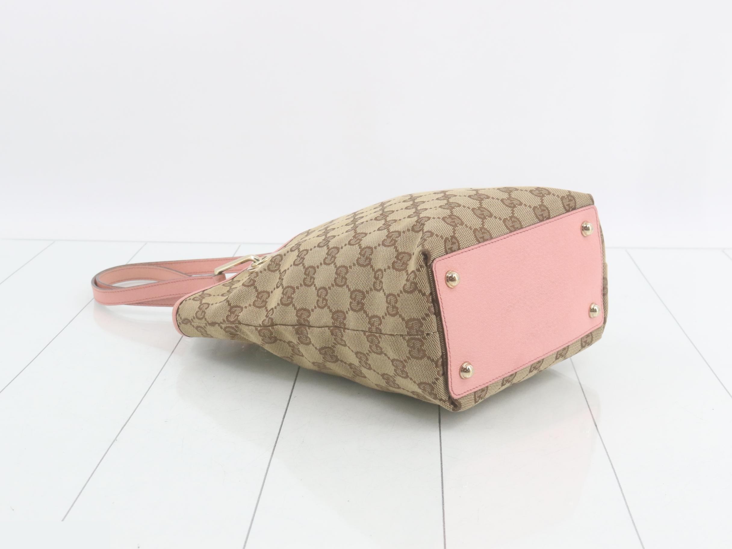 120840 Tote bag, GG canvas, leather, pink, beige — view 5