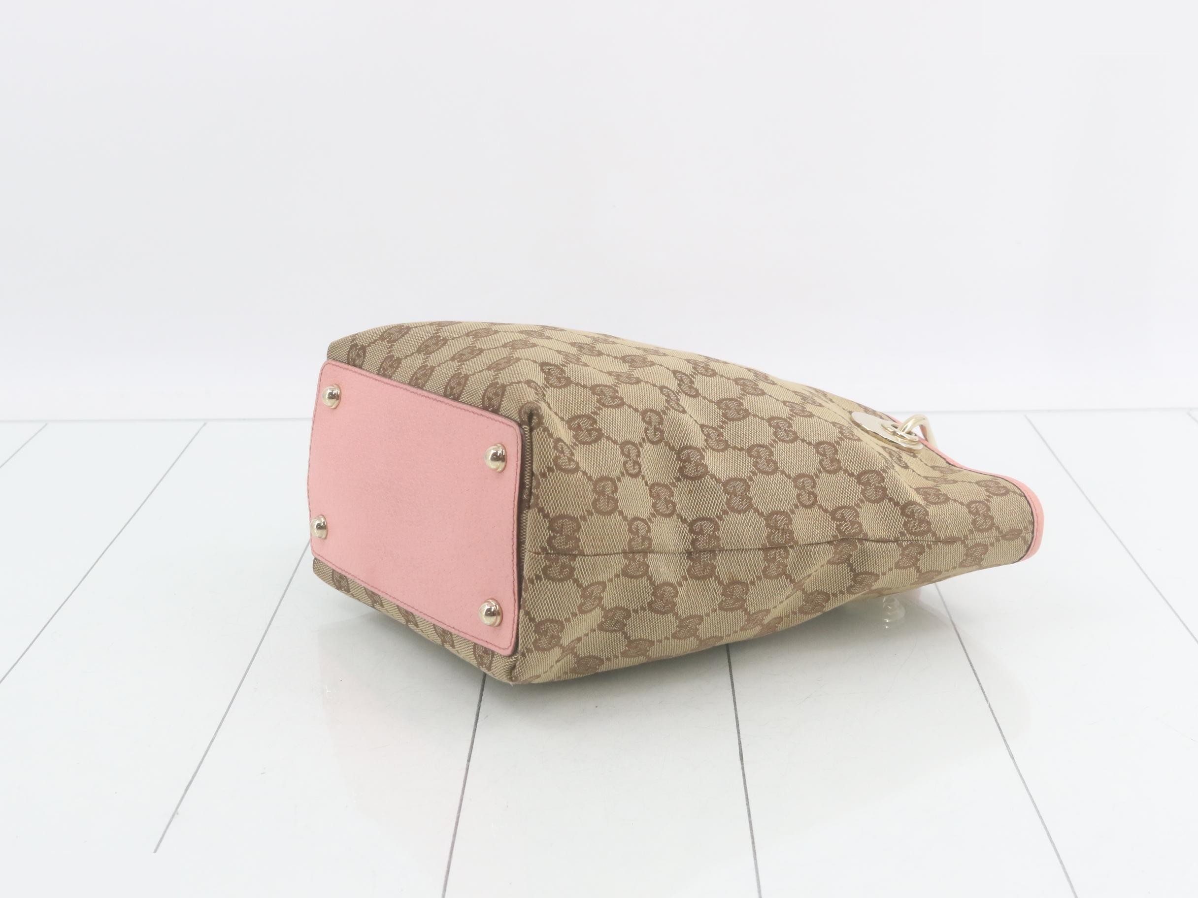 120840 Tote bag, GG canvas, leather, pink, beige — view 6
