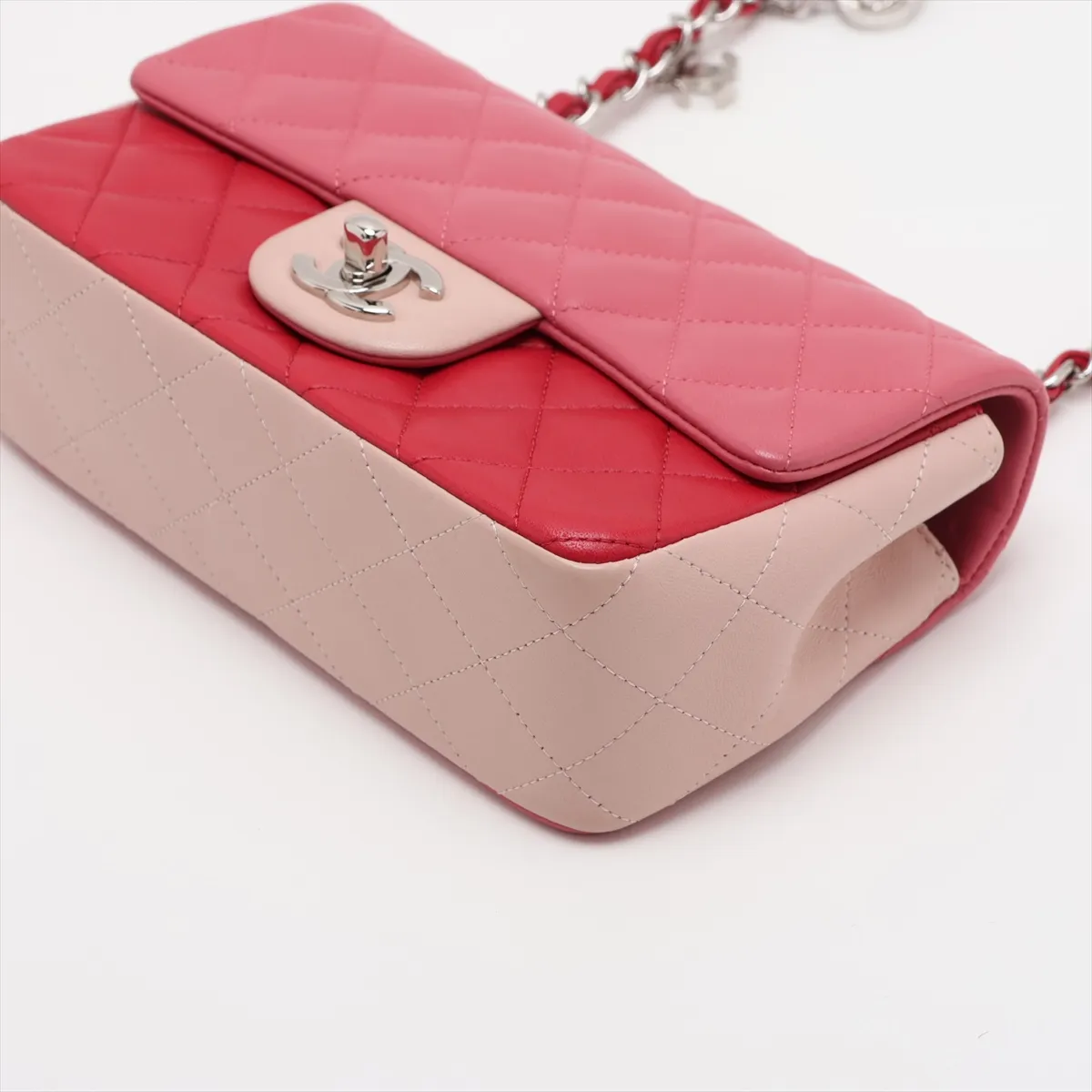 Mini Matelassé 20 Lambskin Single Flap Single Chain Bag, Pink x Beige, Silver Hardware, 19044804, Serial Number 19-series, A69900 — view 3