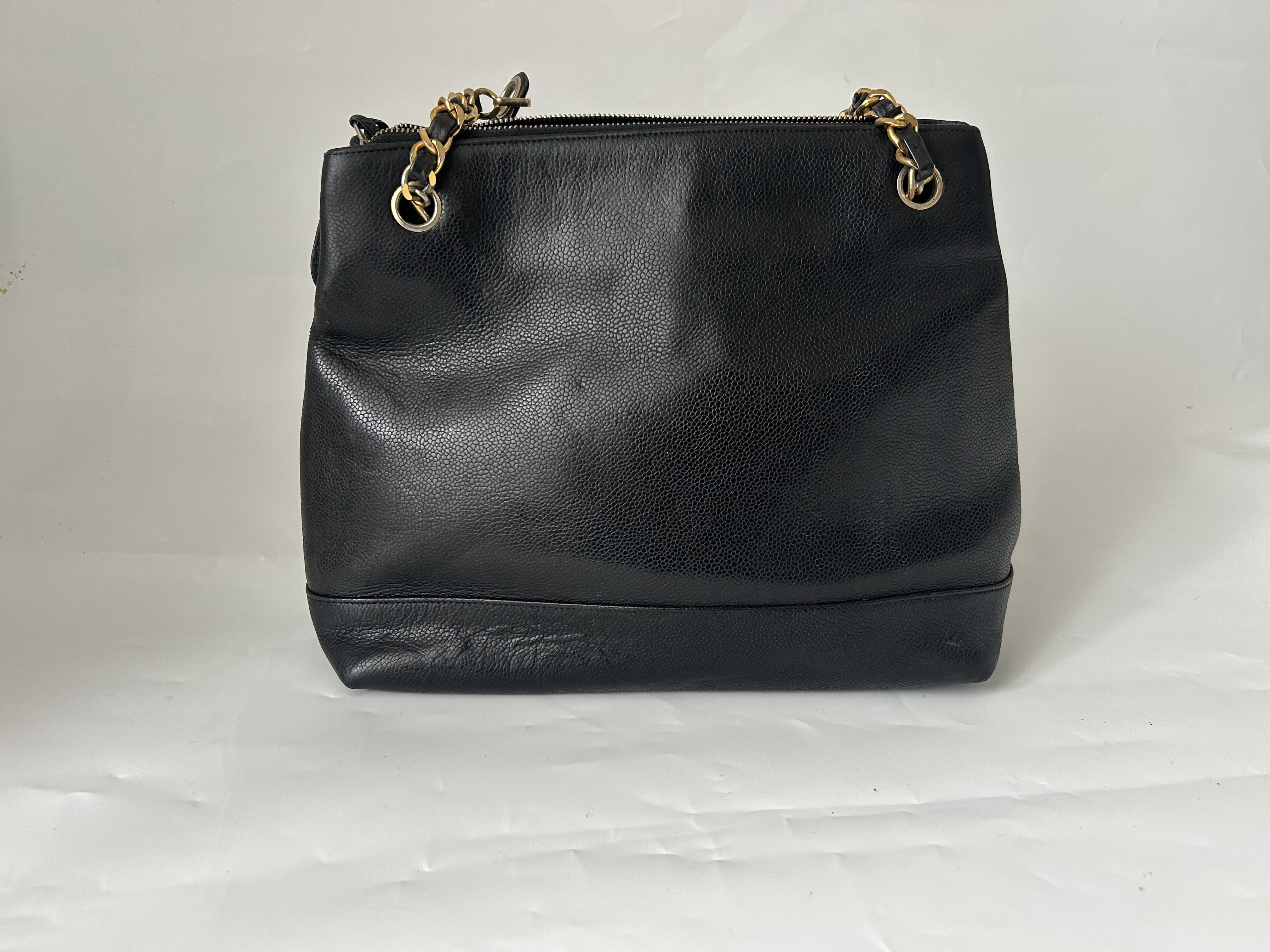 Caviar Skin Chain Tote Bag with Coco Mark — view 2