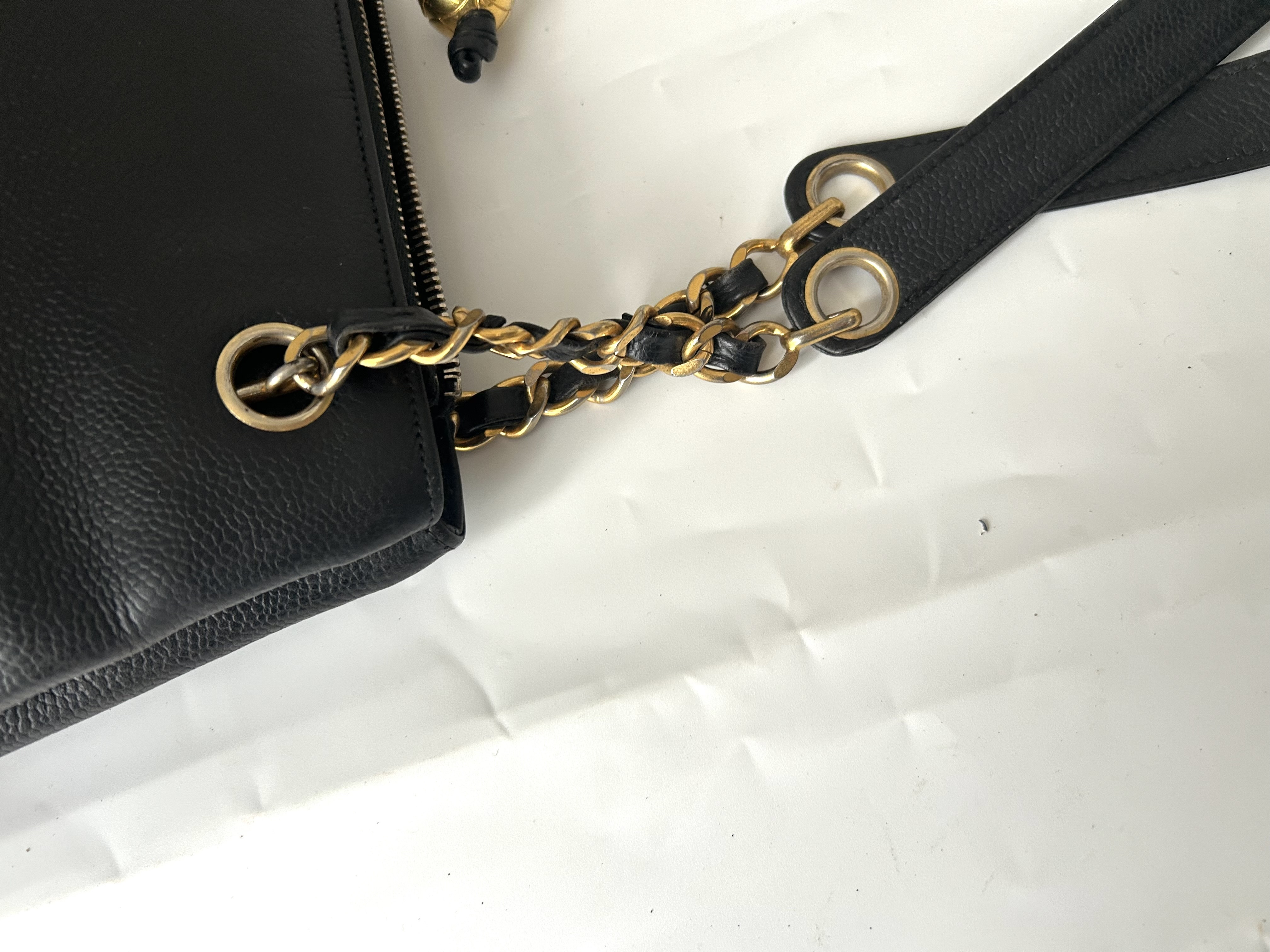 Caviar Skin Chain Tote Bag with Coco Mark — view 4