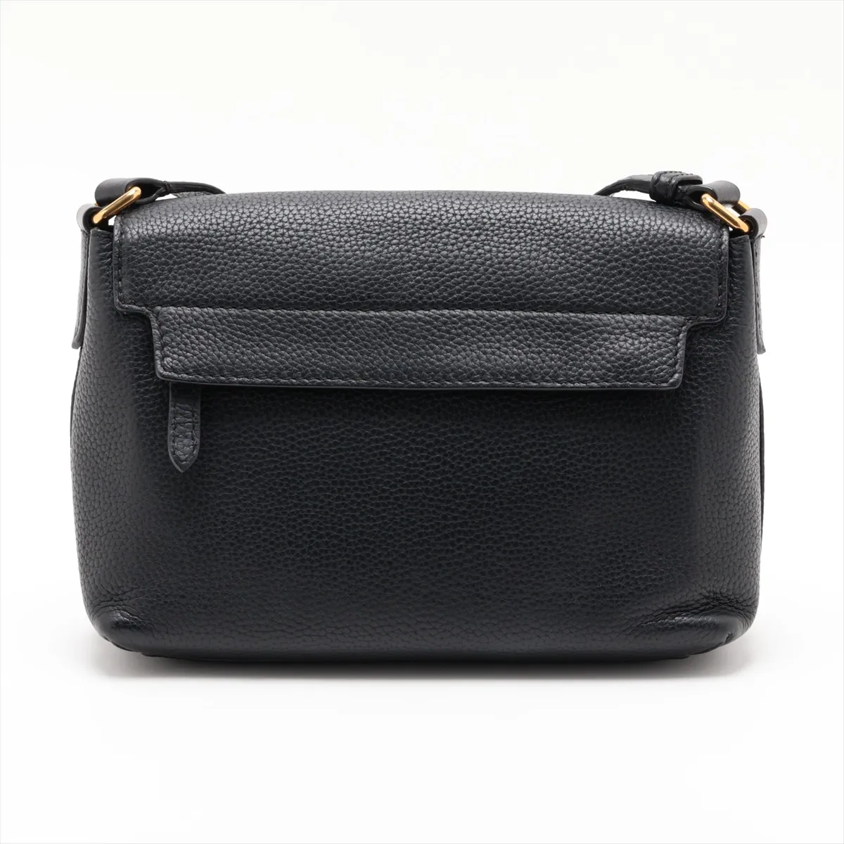 embossed logo leather shoulder bag, black — view 2