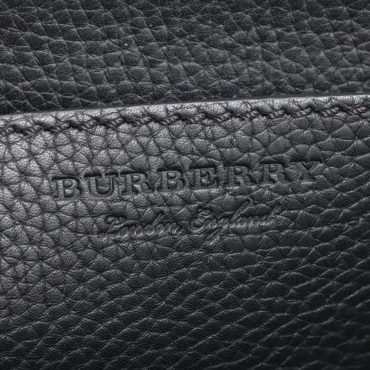 embossed logo leather shoulder bag, black — view 8