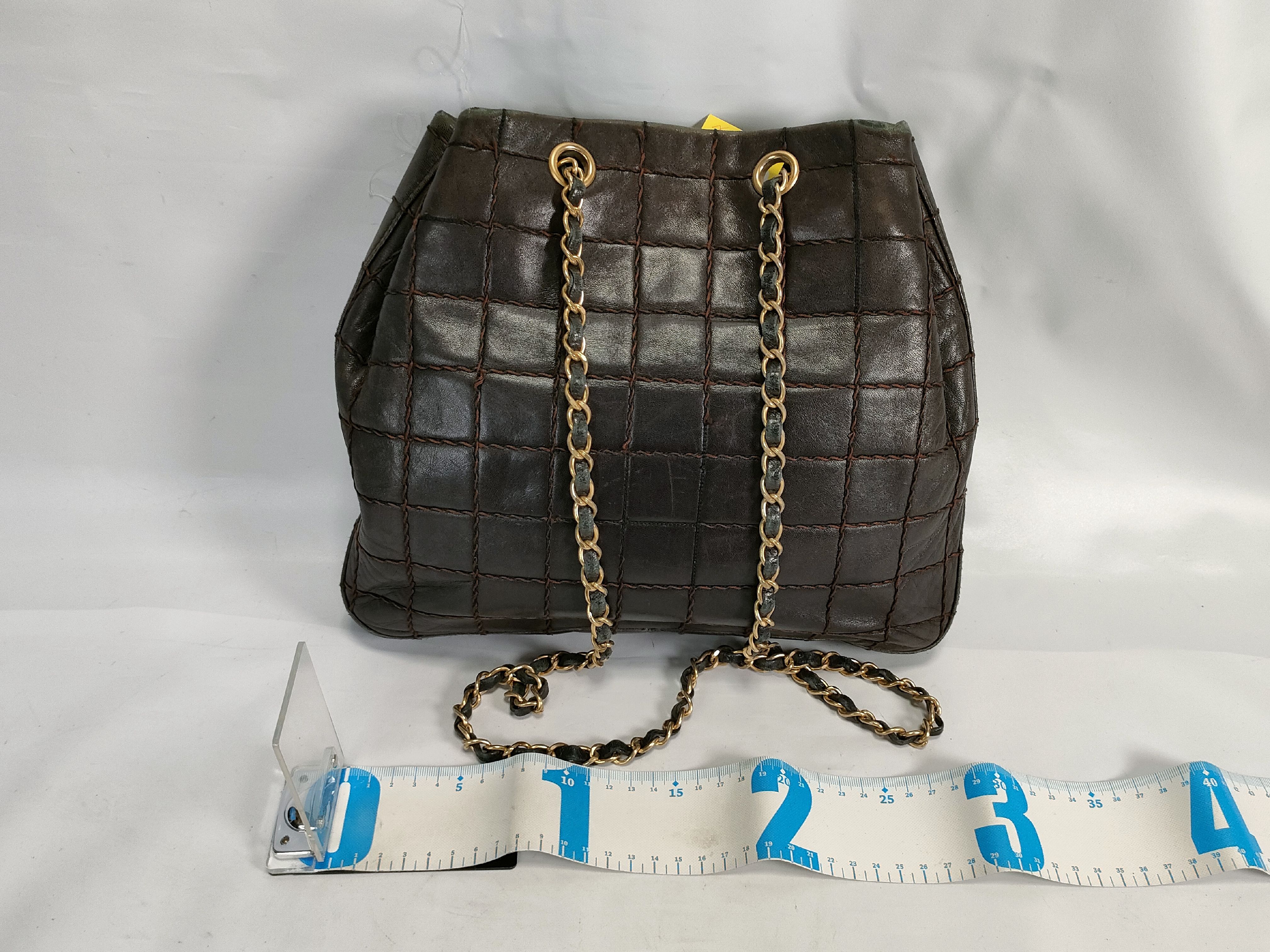 Chocolate Bar Chain Tote, Lambskin, with sticker residue, Shoulder Bag — view 2