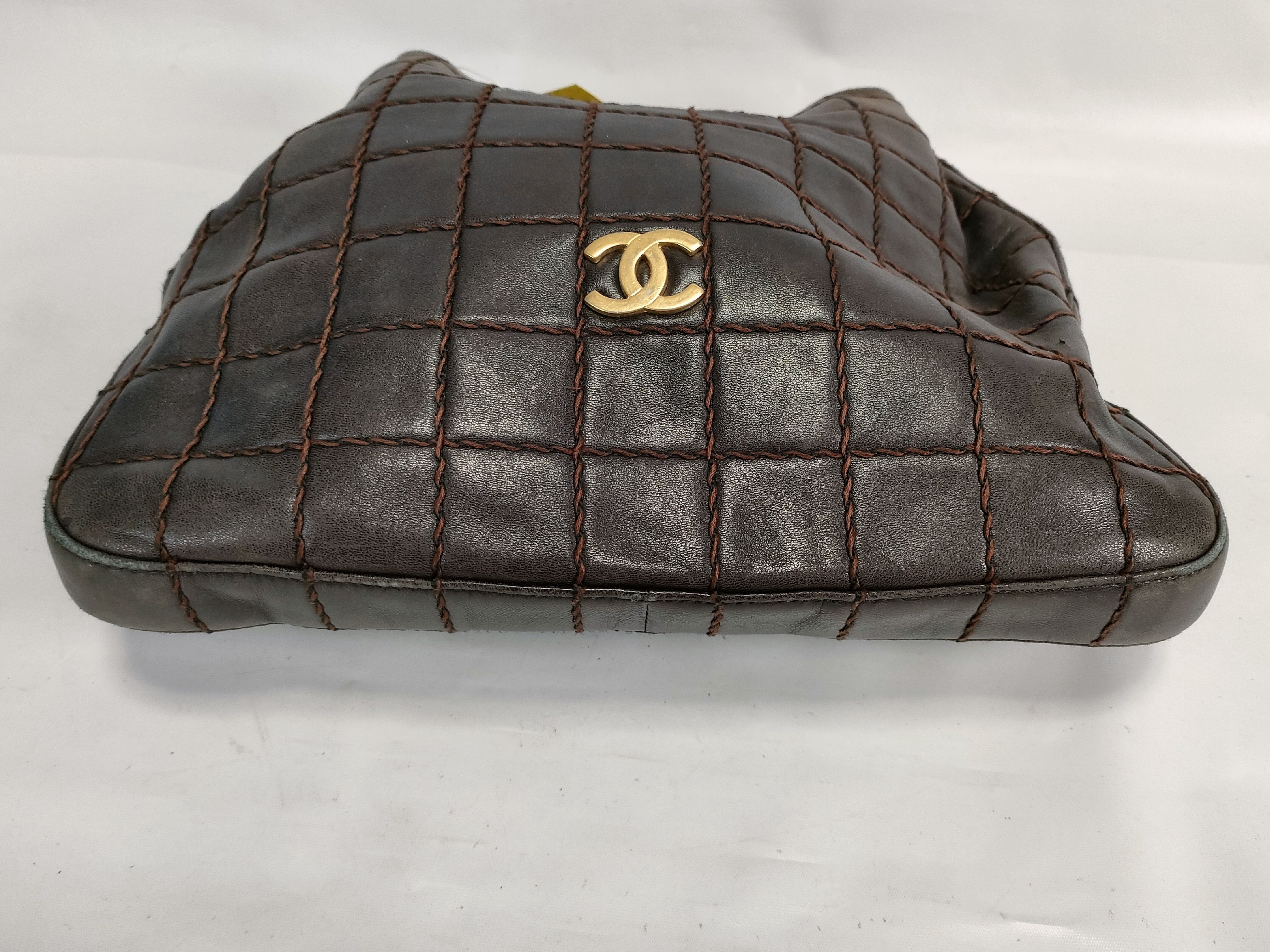 Chocolate Bar Chain Tote, Lambskin, with sticker residue, Shoulder Bag — view 7