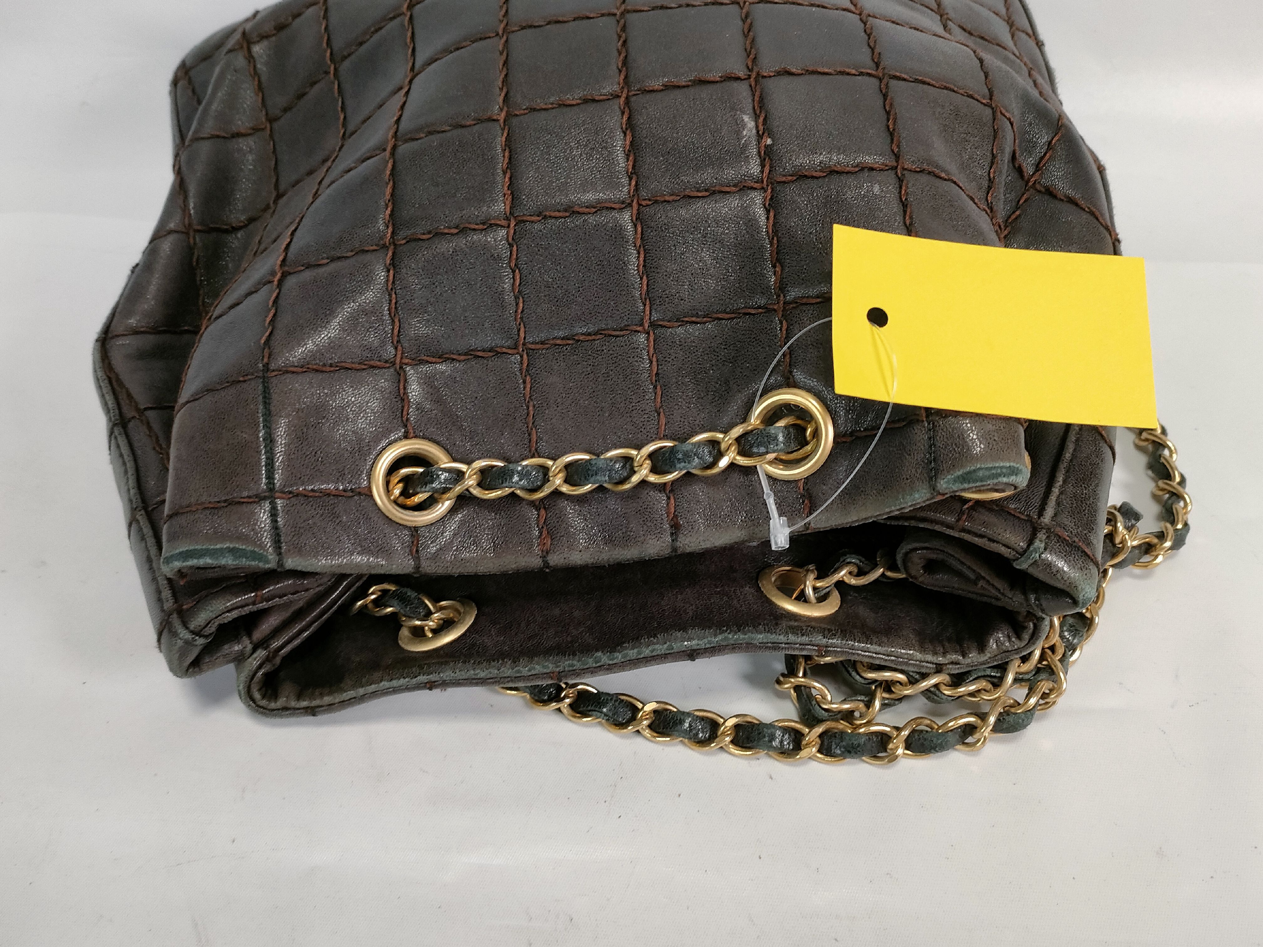 Chocolate Bar Chain Tote, Lambskin, with sticker residue, Shoulder Bag — view 8