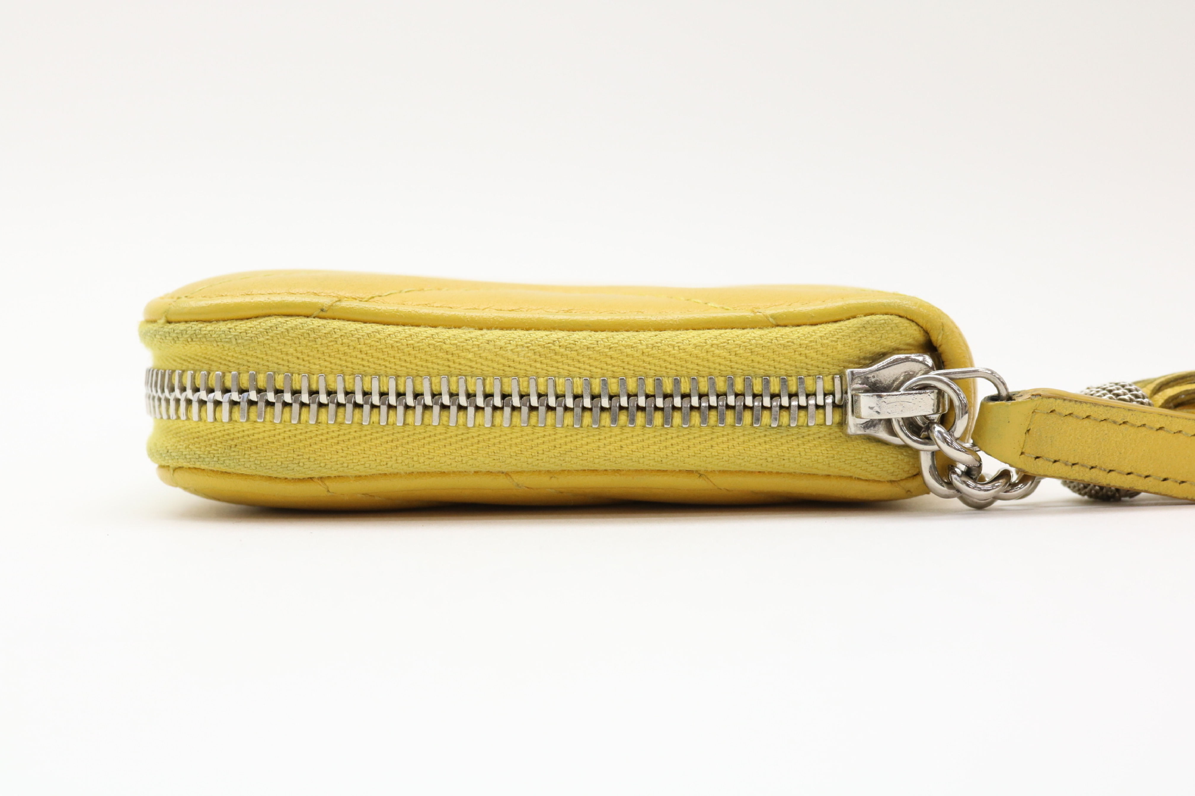 Lambskin Chevron Tassel Coco Mark Round Wallet — view 3