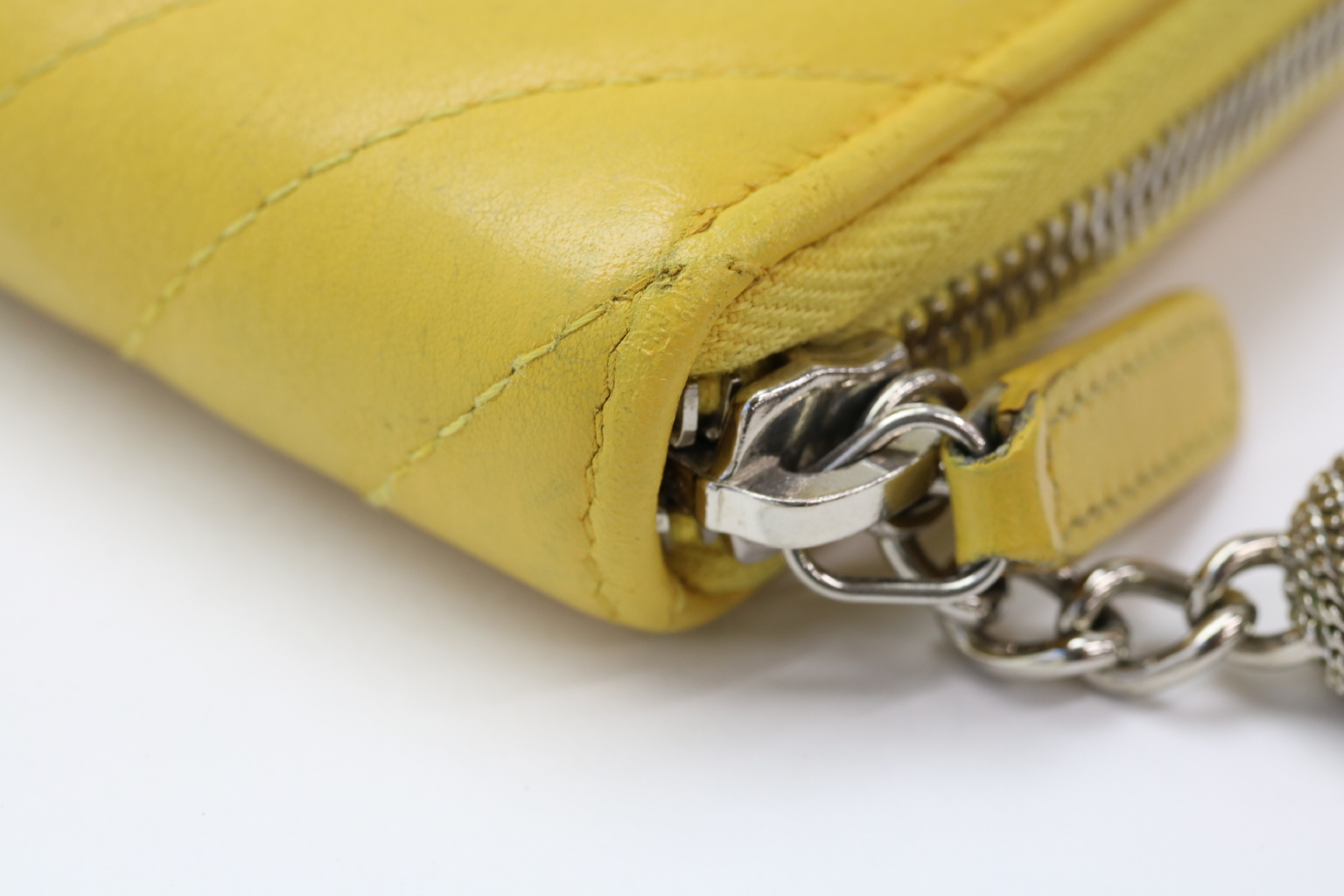 Lambskin Chevron Tassel Coco Mark Round Wallet — view 9