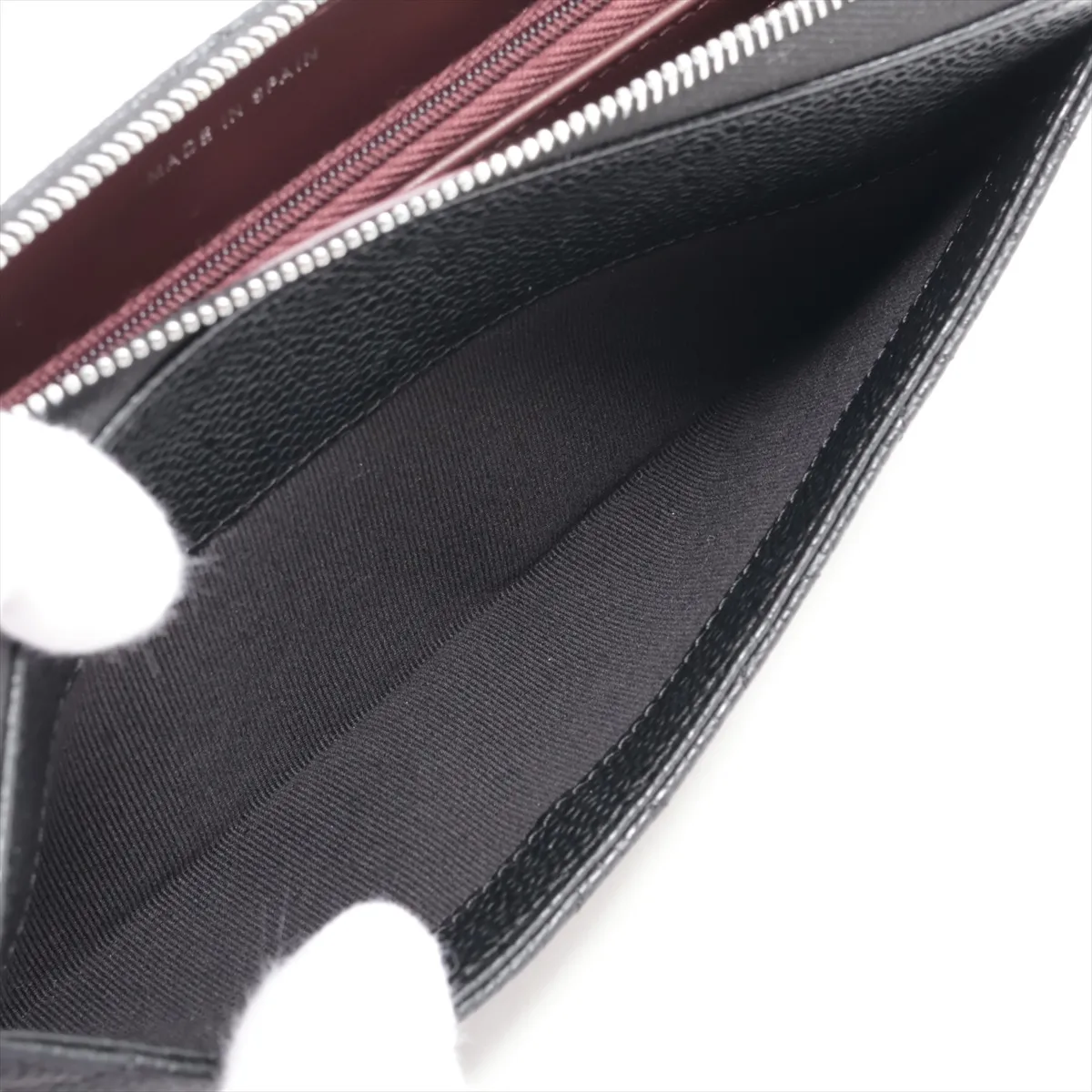 Matelassé Caviar Skin Round Zip Wallet, Black, Silver Hardware, P8XEJ80H — view 8