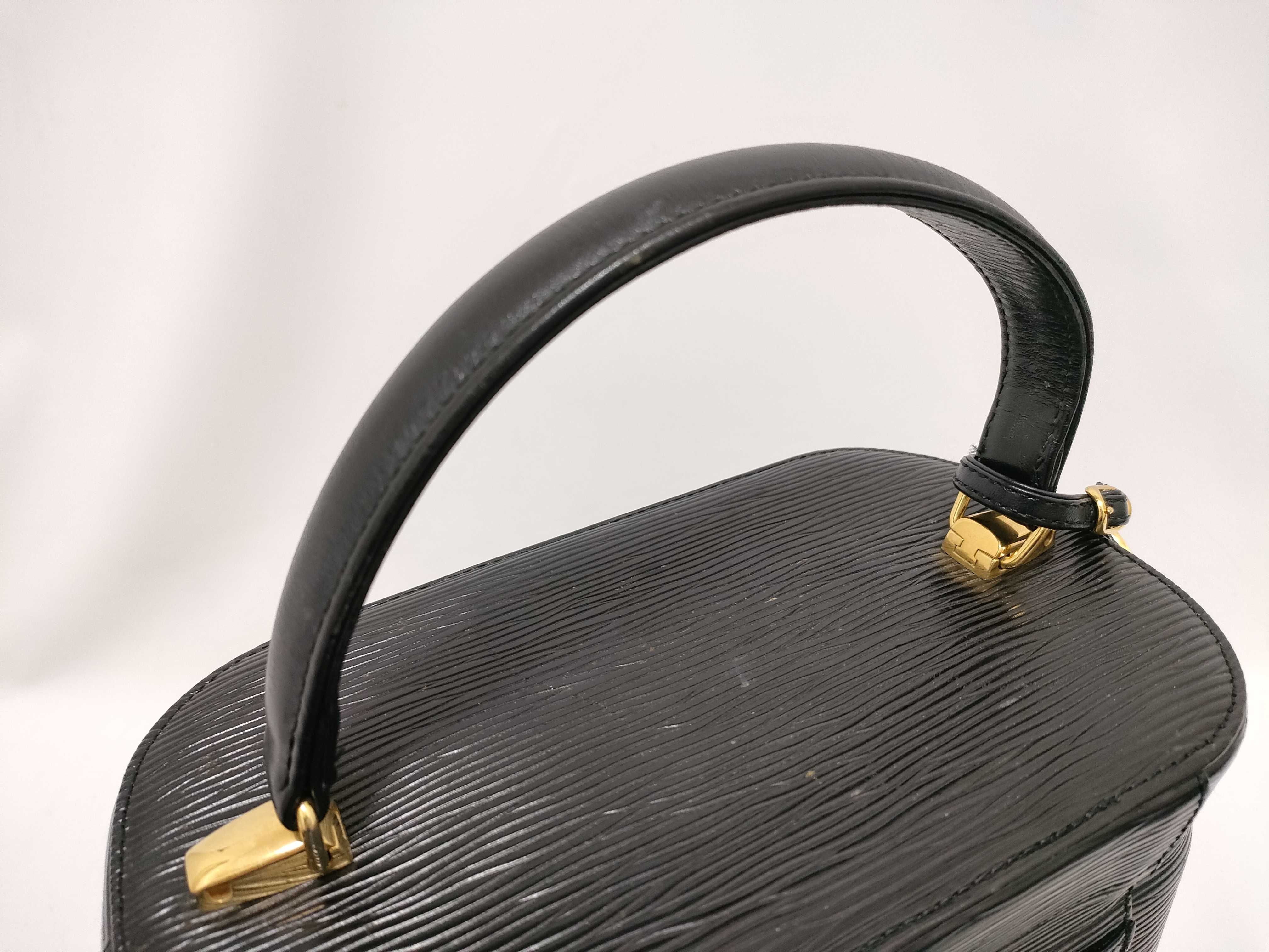 Leather Vanity Bag with Mirror Logo Charm, Gold Hardware, Black, Handbag — view 3