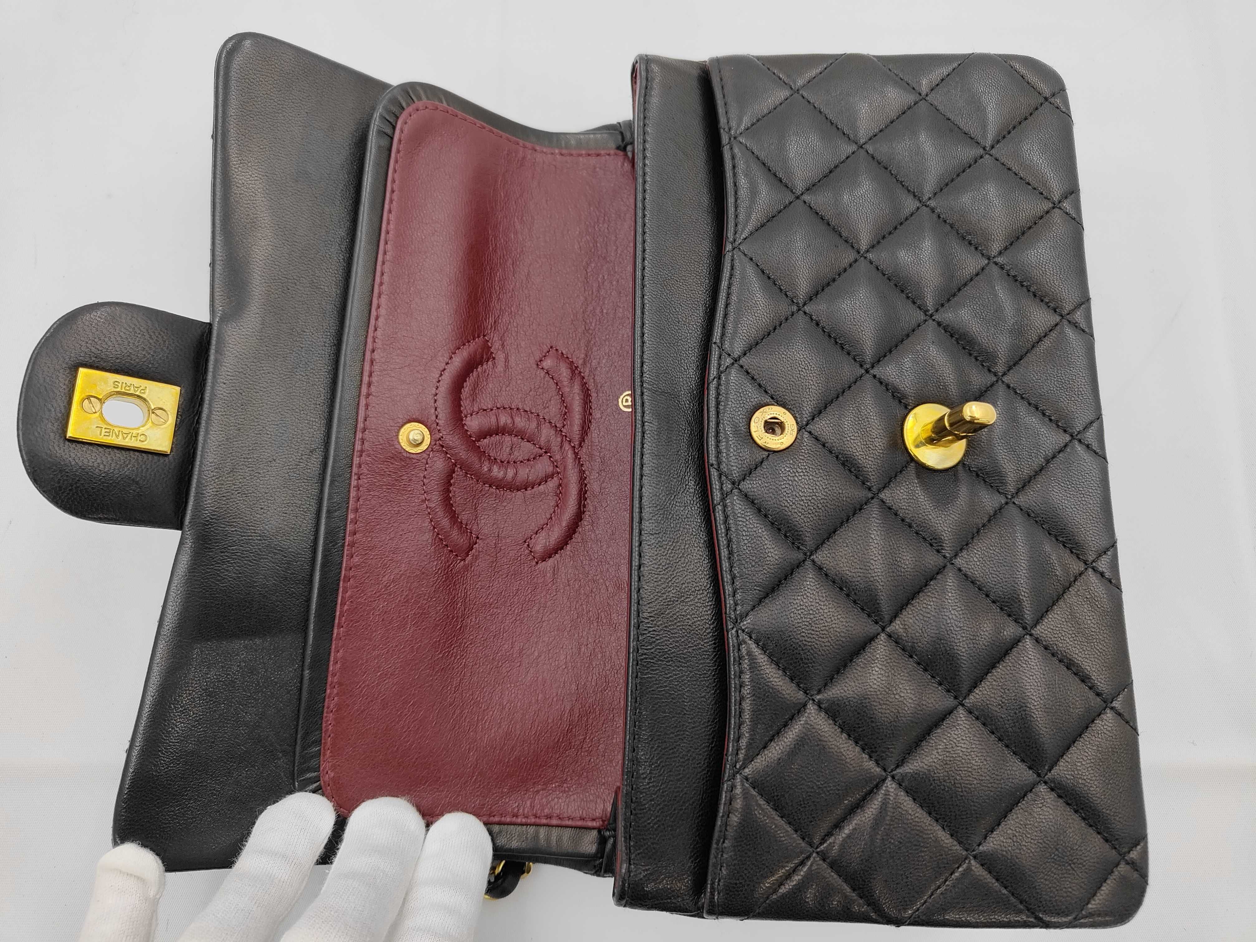 Matelassé 23 Double Flap Double Chain Turnlock Black Lambskin Shoulder Bag (with warranty, serial number in the 3rd range) — view 14