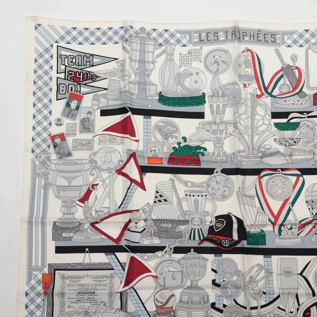 Carre 90 LES TROPHEES Trophy Scarf Silk White — view 2