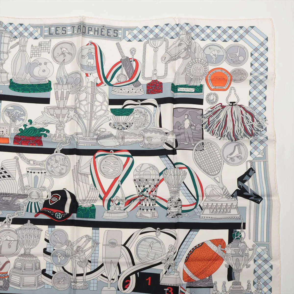 Carre 90 LES TROPHEES Trophy Scarf Silk White — view 3