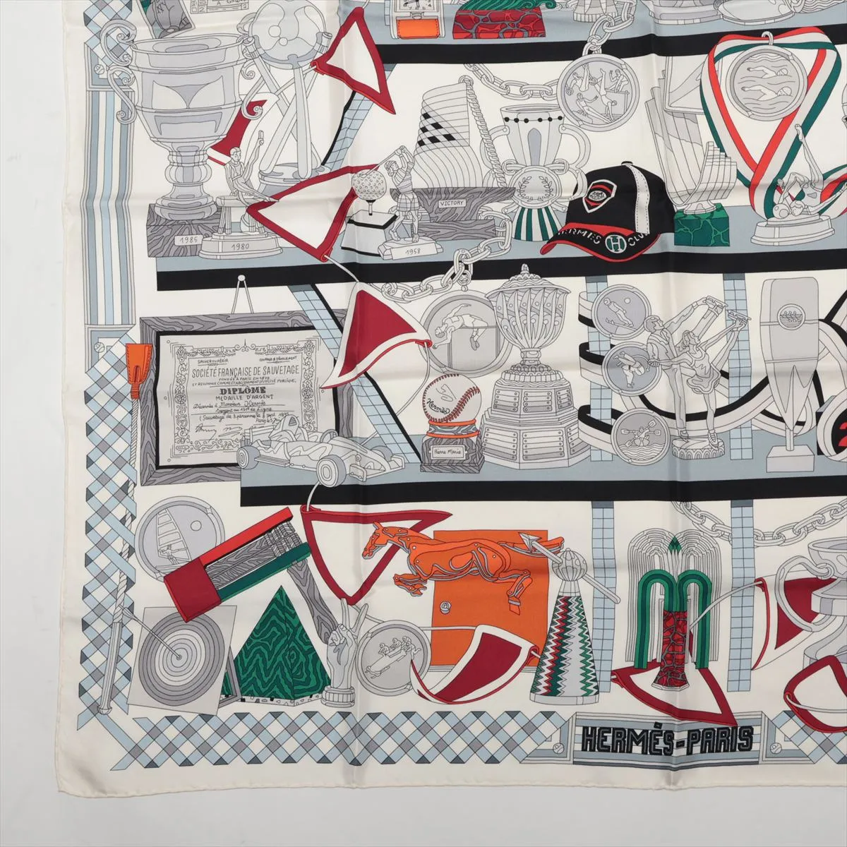 Carre 90 LES TROPHEES Trophy Scarf Silk White — view 5