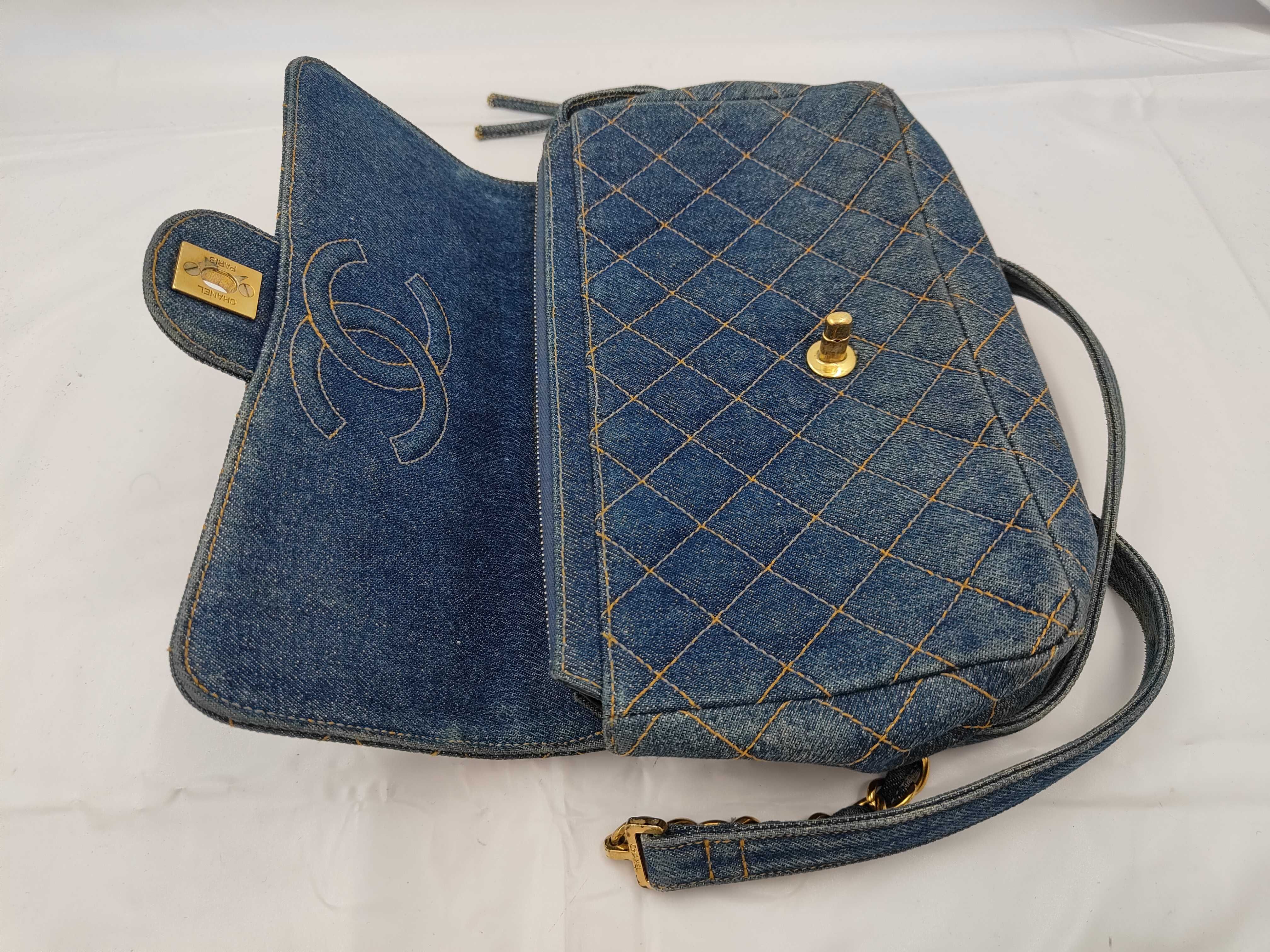 denim Matelassé turnlock backpack rucksack — view 12