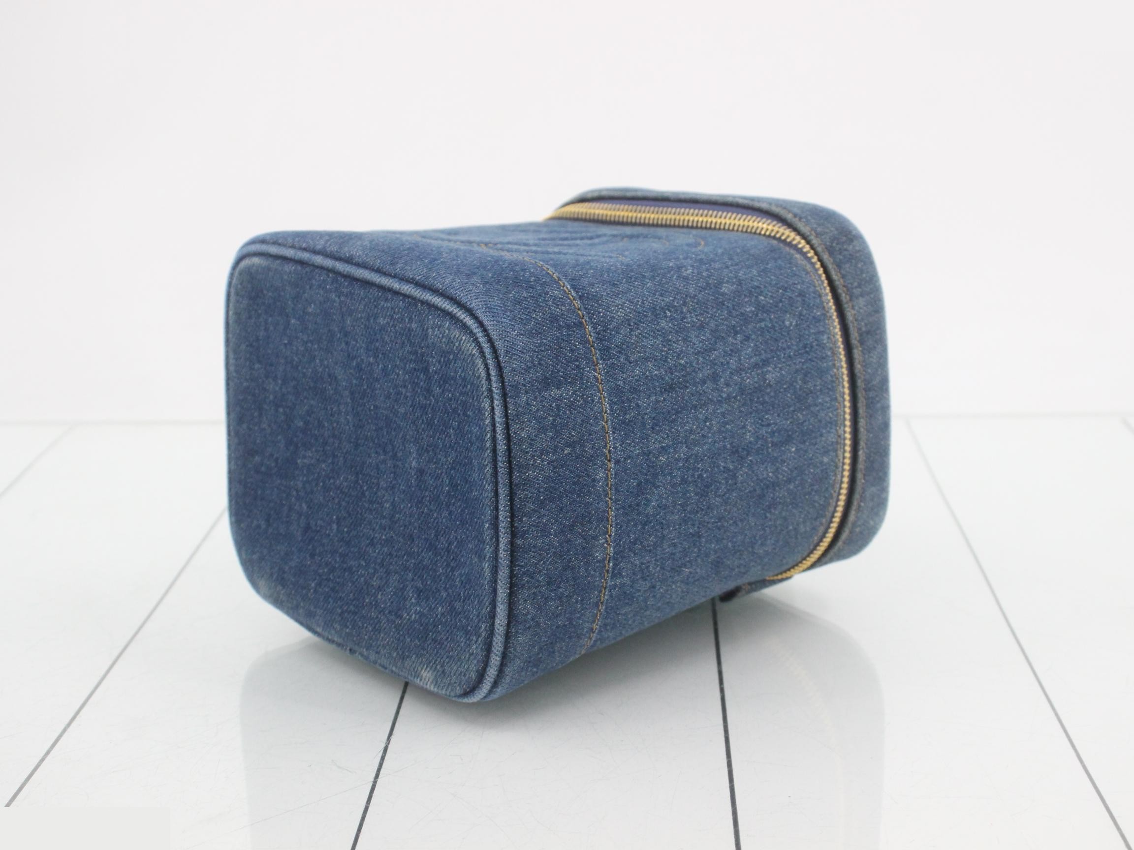 No. 4 Indigo Denim Vertical Vanity Case — view 6
