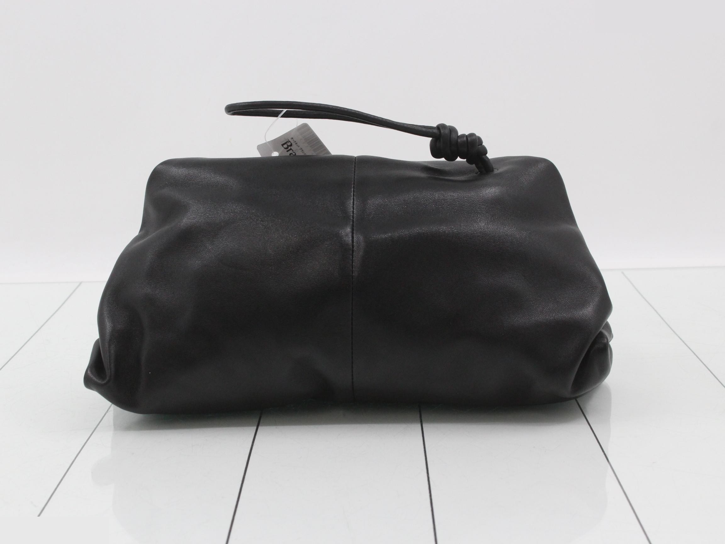 Crunch bag, black leather, triangle design — view 2