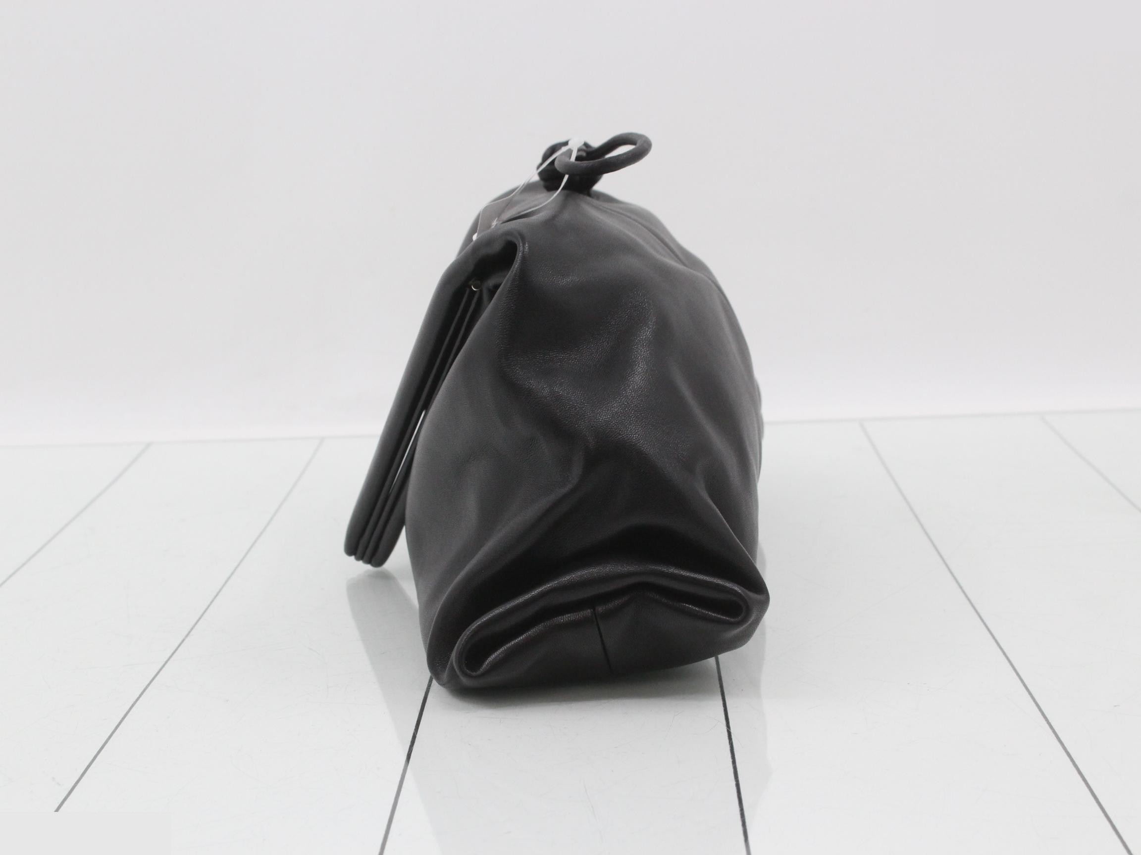 Crunch bag, black leather, triangle design — view 3