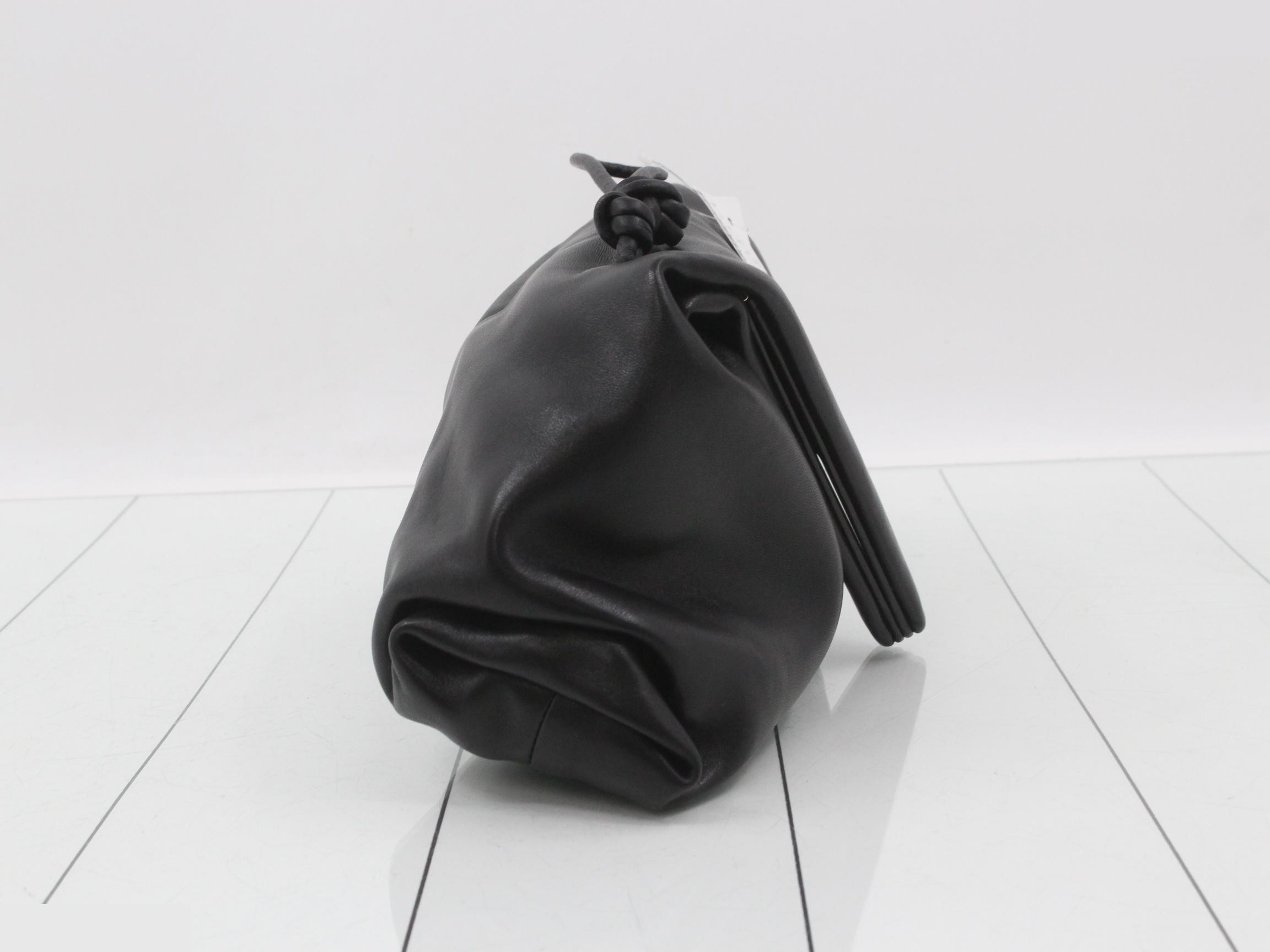 Crunch bag, black leather, triangle design — view 4