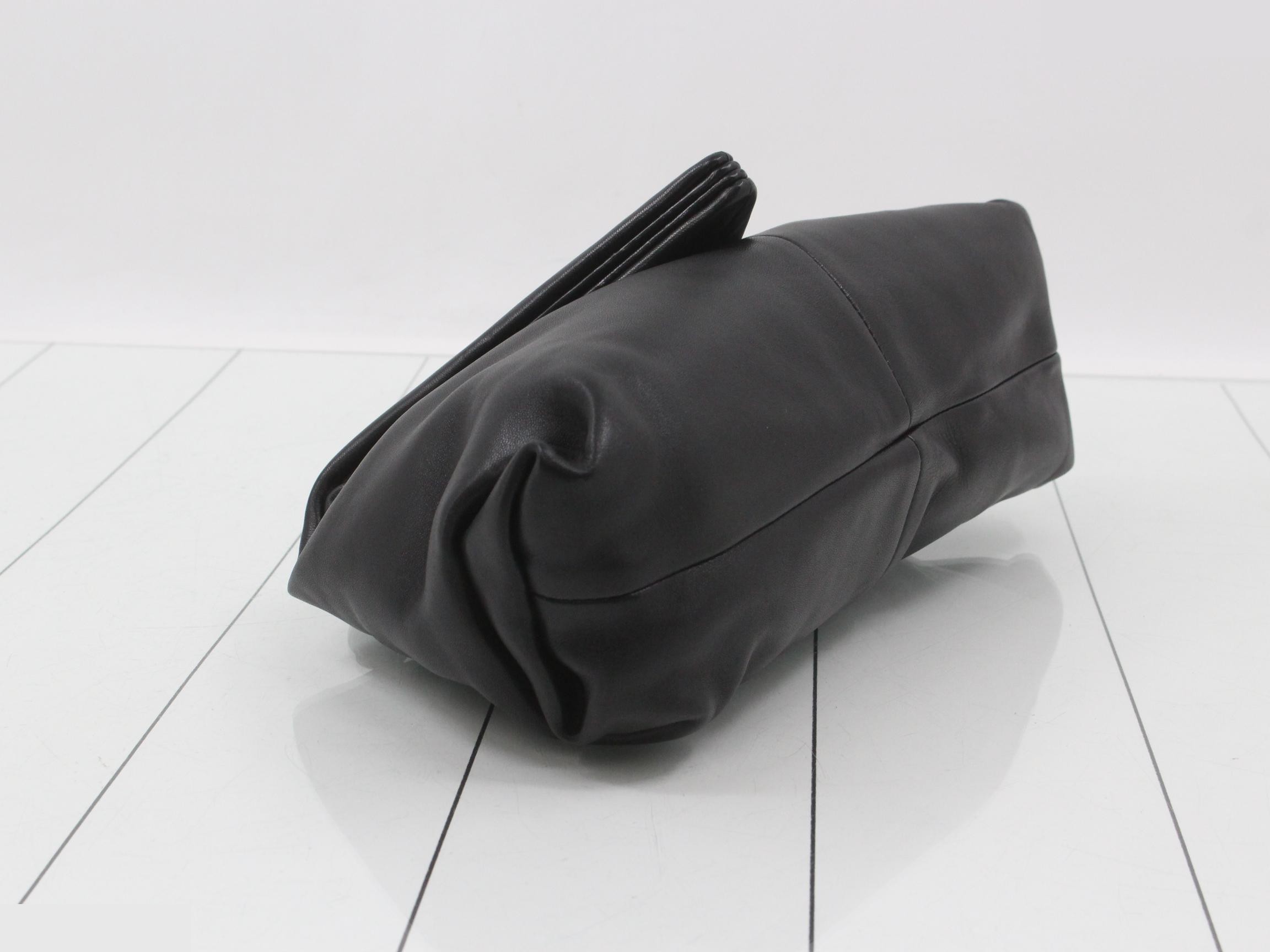 Crunch bag, black leather, triangle design — view 5