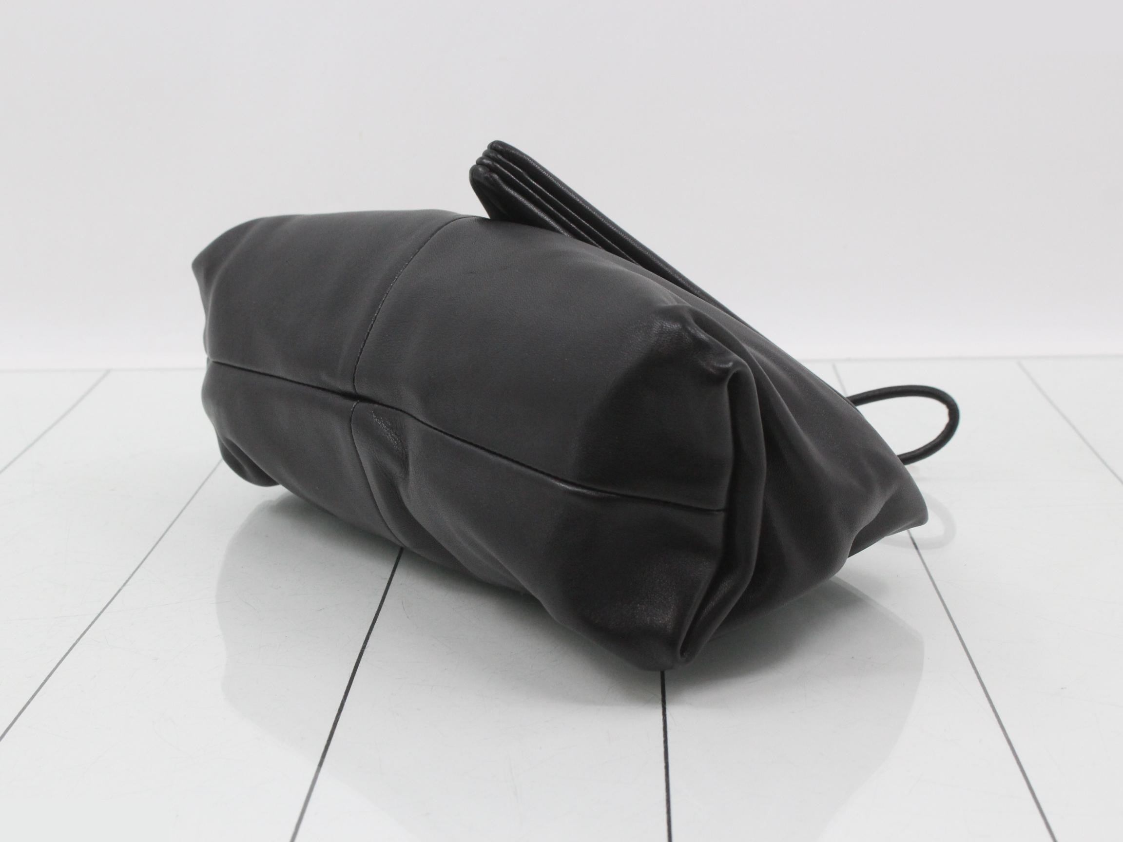 Crunch bag, black leather, triangle design — view 6