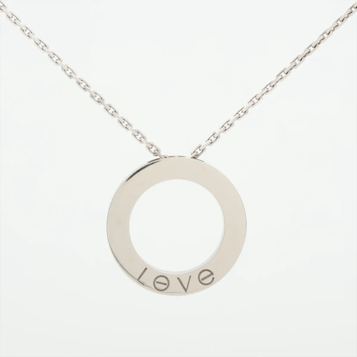 Love Circle Half Diamond Necklace, 750 (WG), 13.7g, RF6185, Metal wear, B7014600 — view 2