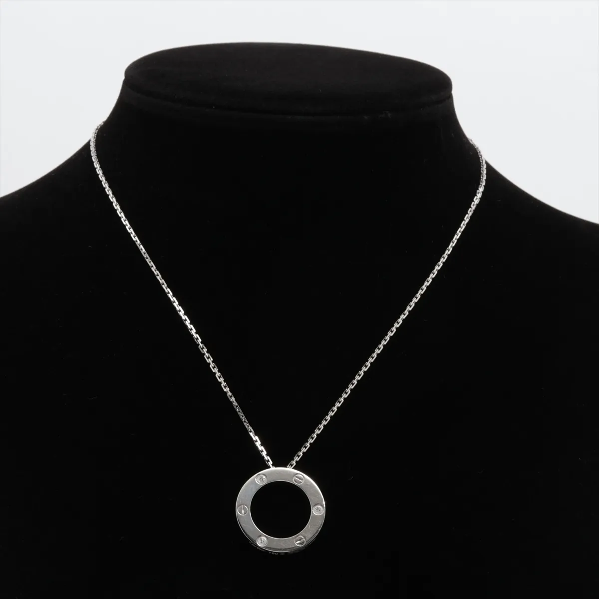 Love Circle Half Diamond Necklace, 750 (WG), 13.7g, RF6185, Metal wear, B7014600 — view 5