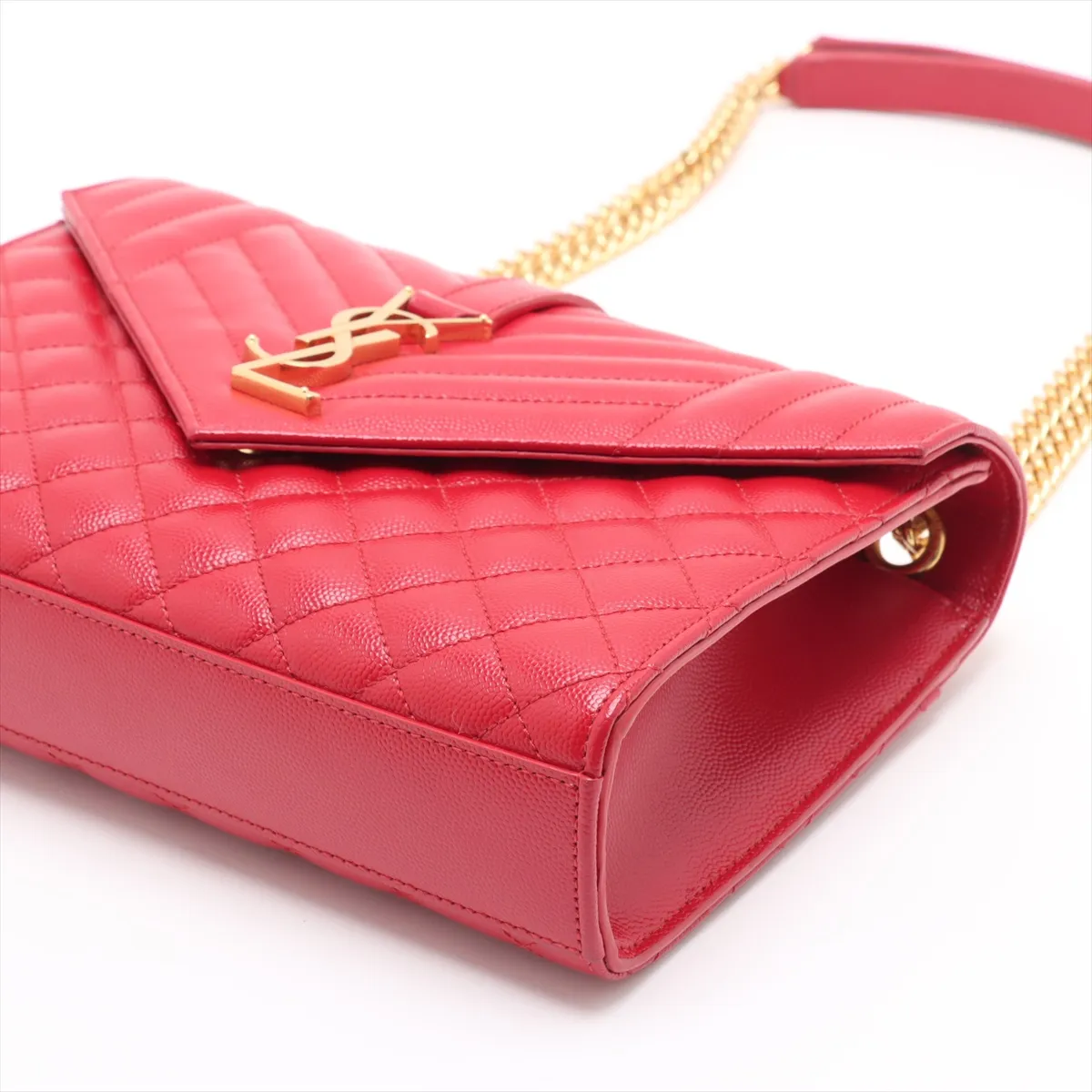 Envelope Leather Chain Shoulder Bag Red 487206 — view 3