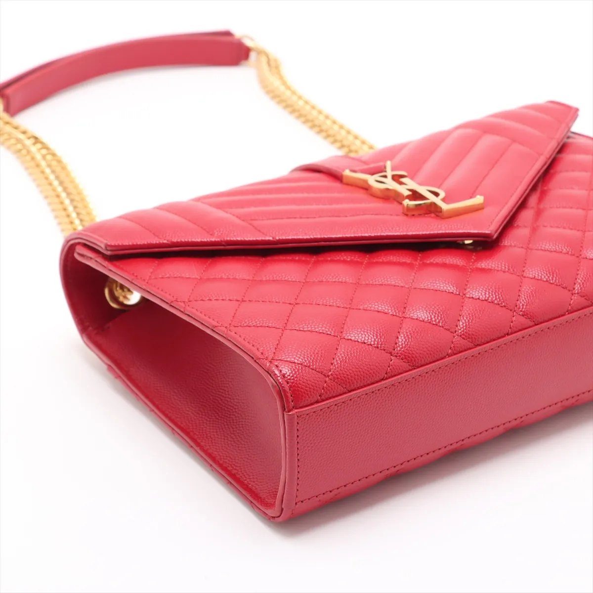 Envelope Leather Chain Shoulder Bag Red 487206 — view 4