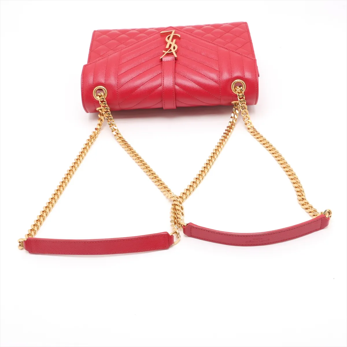 Envelope Leather Chain Shoulder Bag Red 487206 — view 5