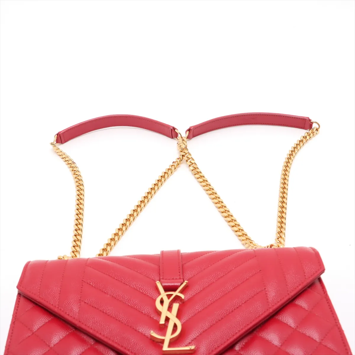 Envelope Leather Chain Shoulder Bag Red 487206 — view 6