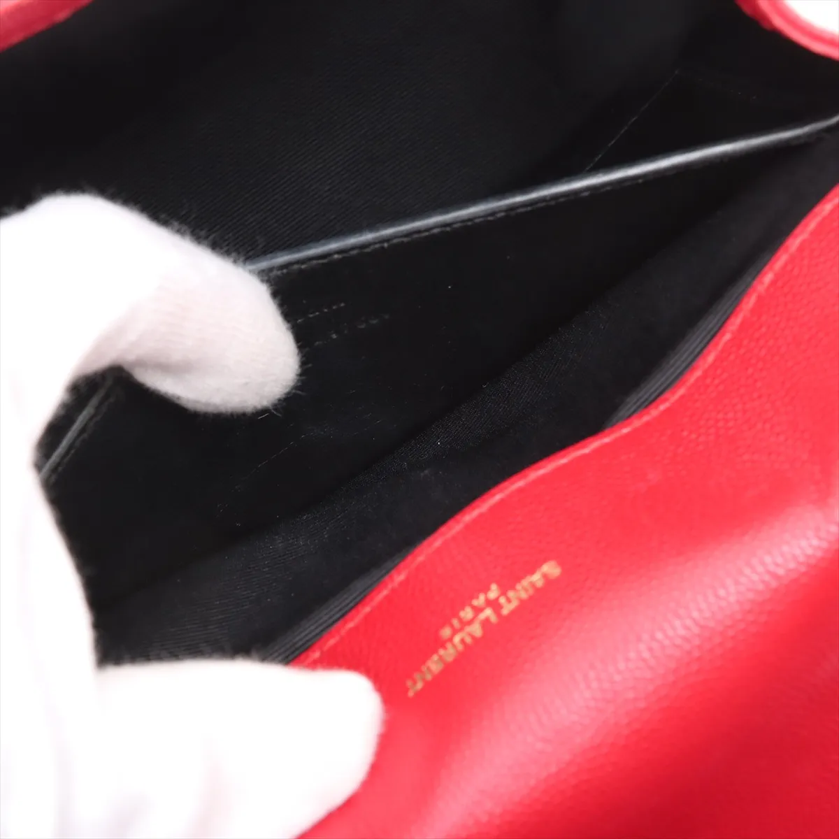 Envelope Leather Chain Shoulder Bag Red 487206 — view 8