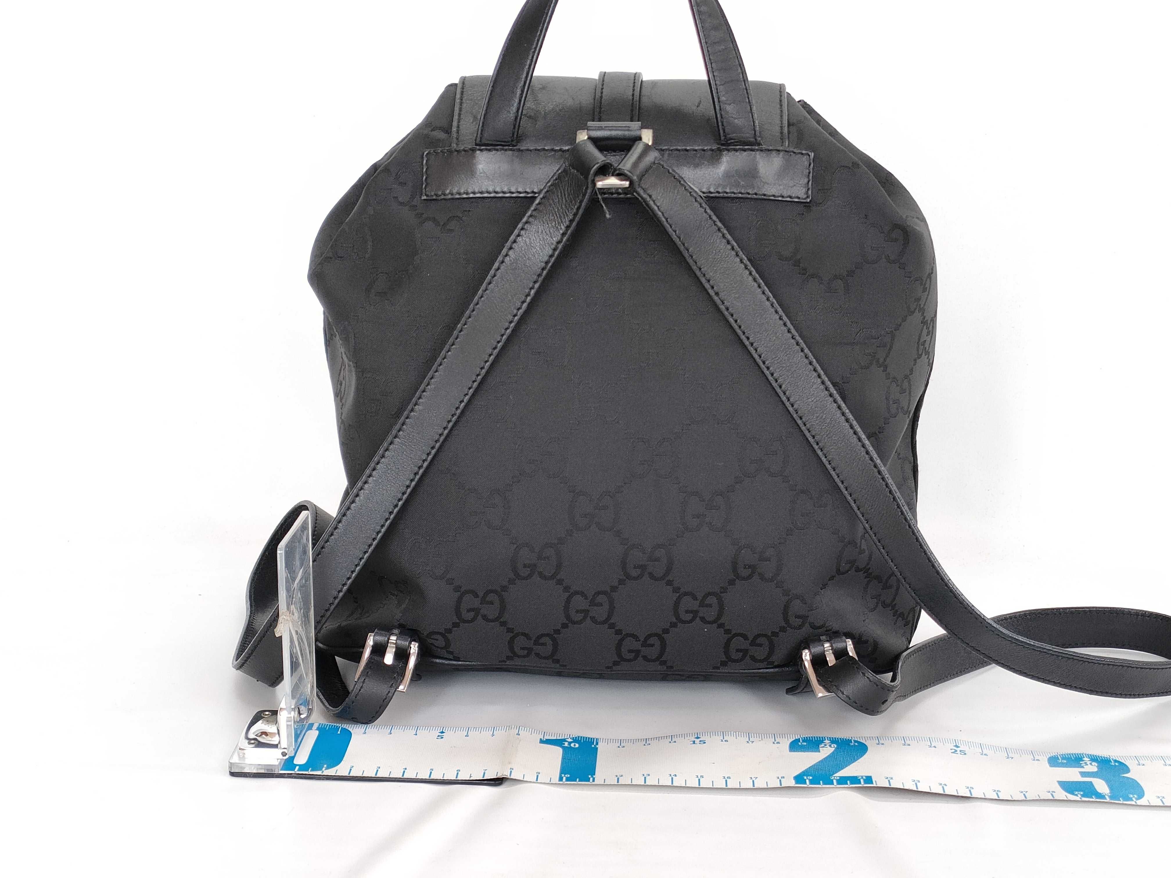Jackie Backpack, GG pattern, Nylon and Leather, Black. — view 2