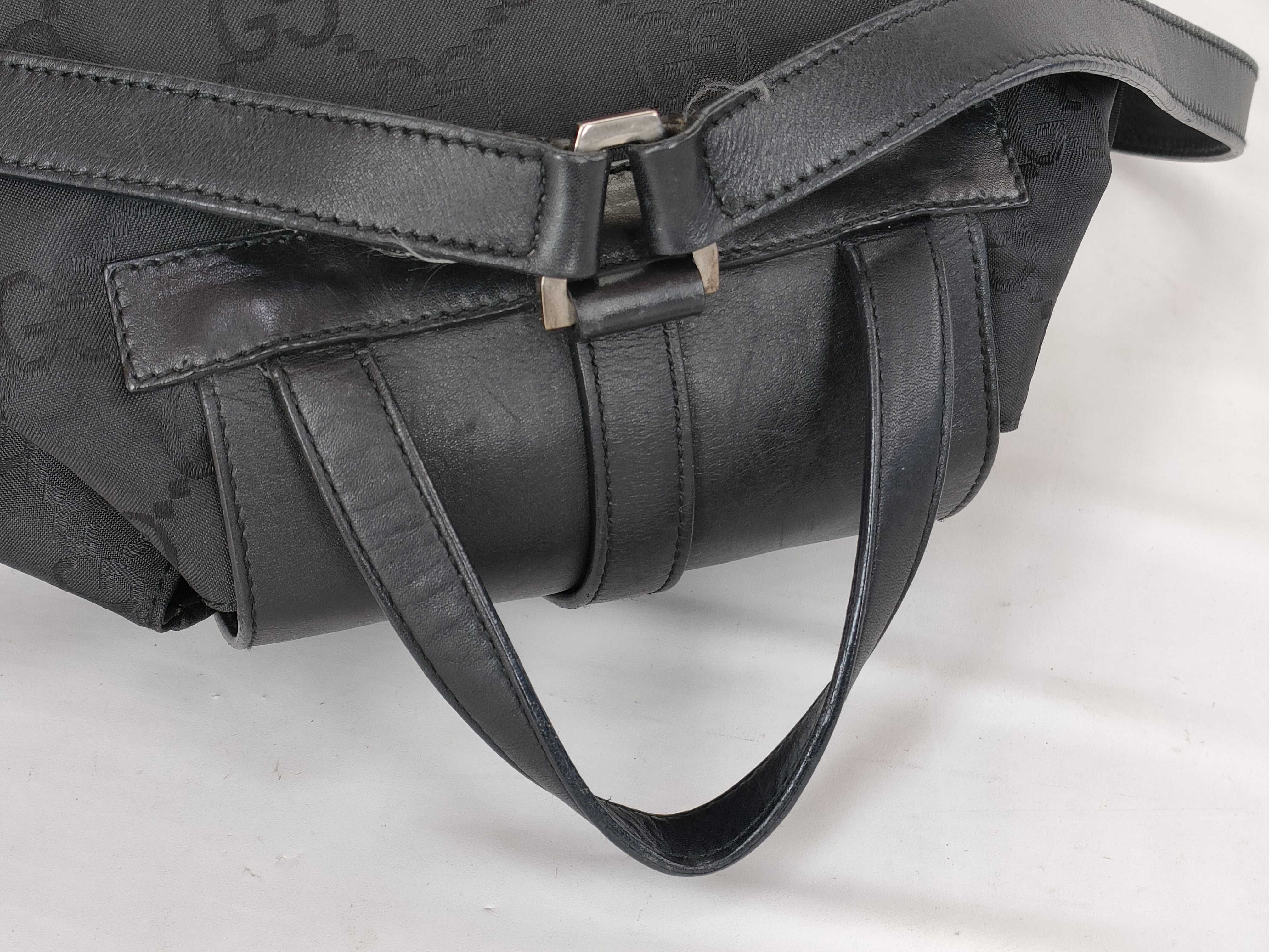 Jackie Backpack, GG pattern, Nylon and Leather, Black. — view 3