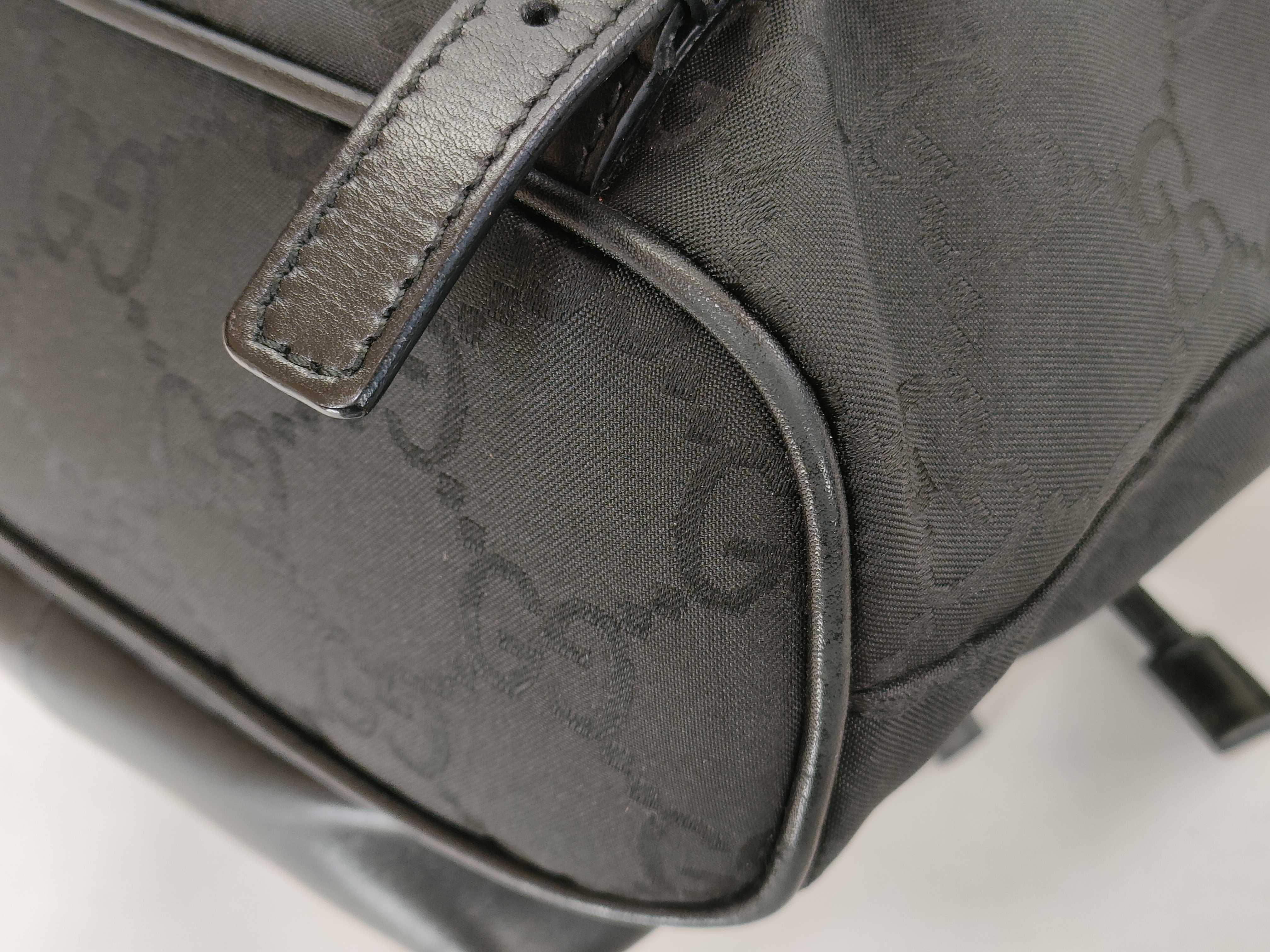 Jackie Backpack, GG pattern, Nylon and Leather, Black. — view 8