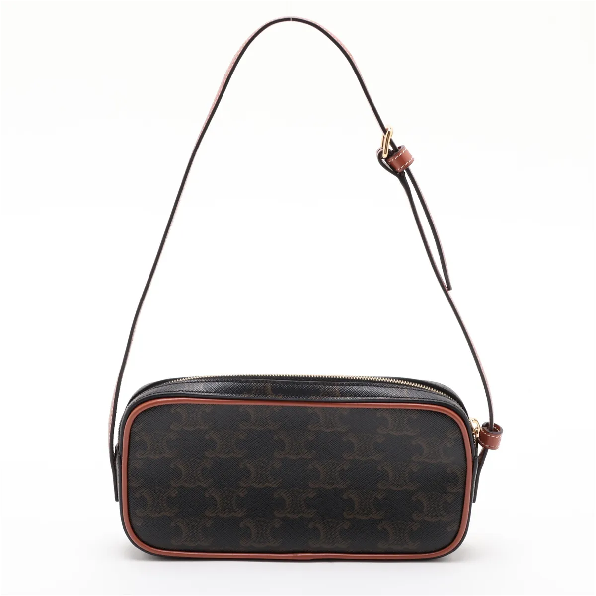 Cuile Triomphe Mini Camera PVC x Leather Shoulder Bag, Brown — view 2