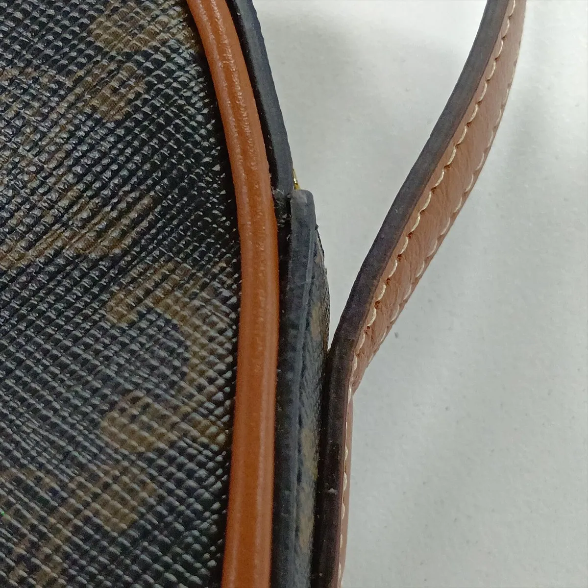 Cuile Triomphe Mini Camera PVC x Leather Shoulder Bag, Brown — view 14