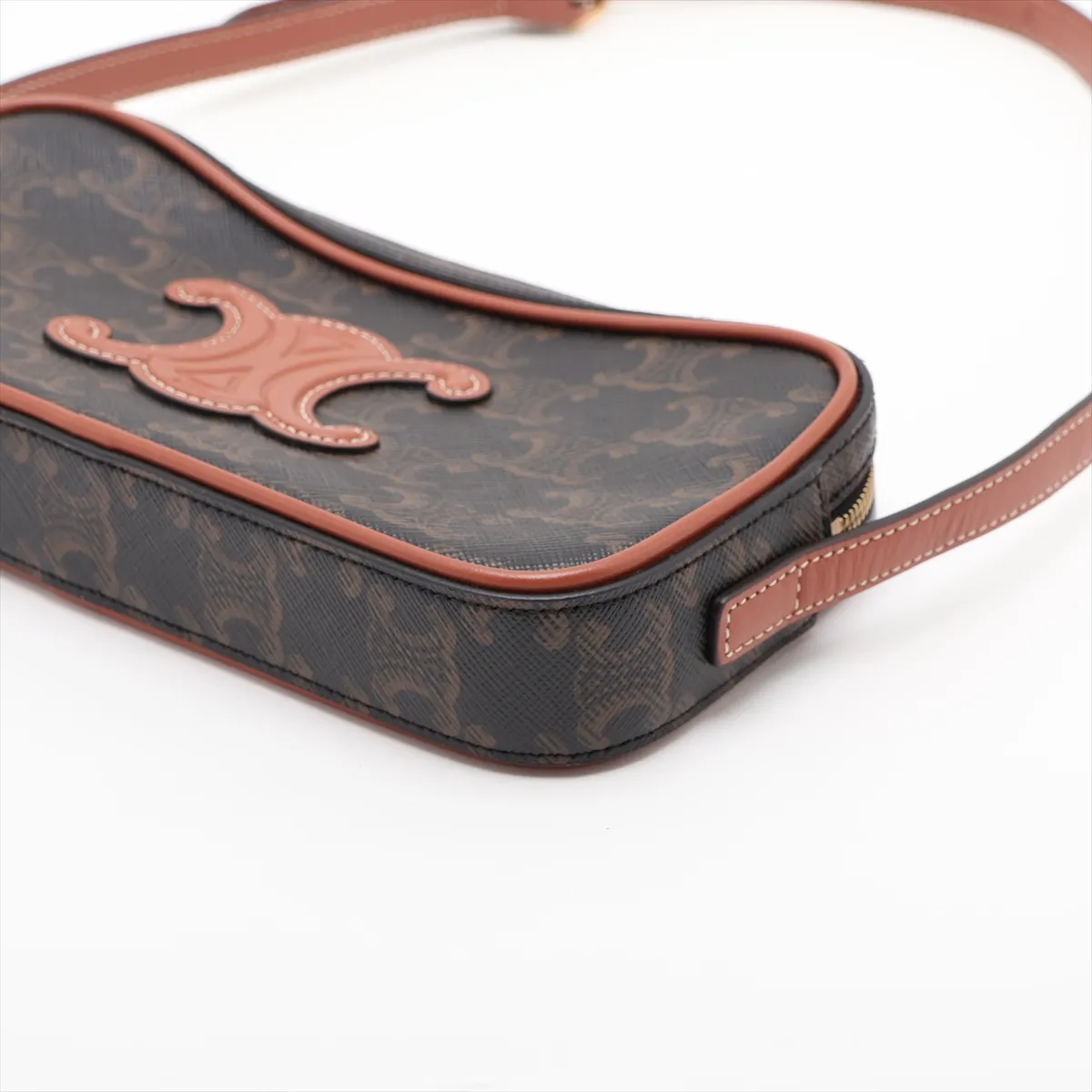 Cuile Triomphe Mini Camera PVC x Leather Shoulder Bag, Brown — view 3