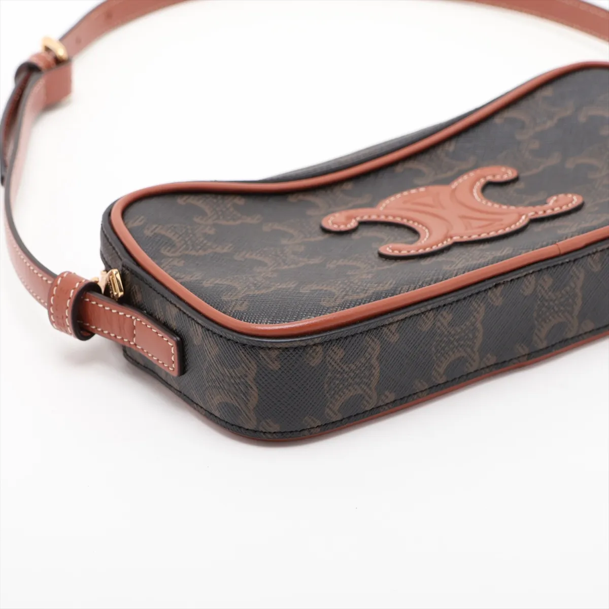 Cuile Triomphe Mini Camera PVC x Leather Shoulder Bag, Brown — view 4