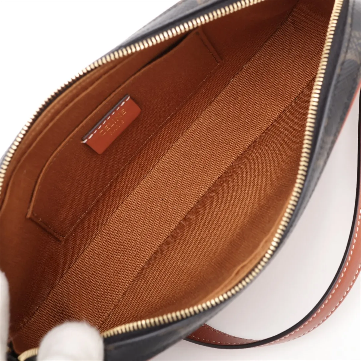 Cuile Triomphe Mini Camera PVC x Leather Shoulder Bag, Brown — view 7