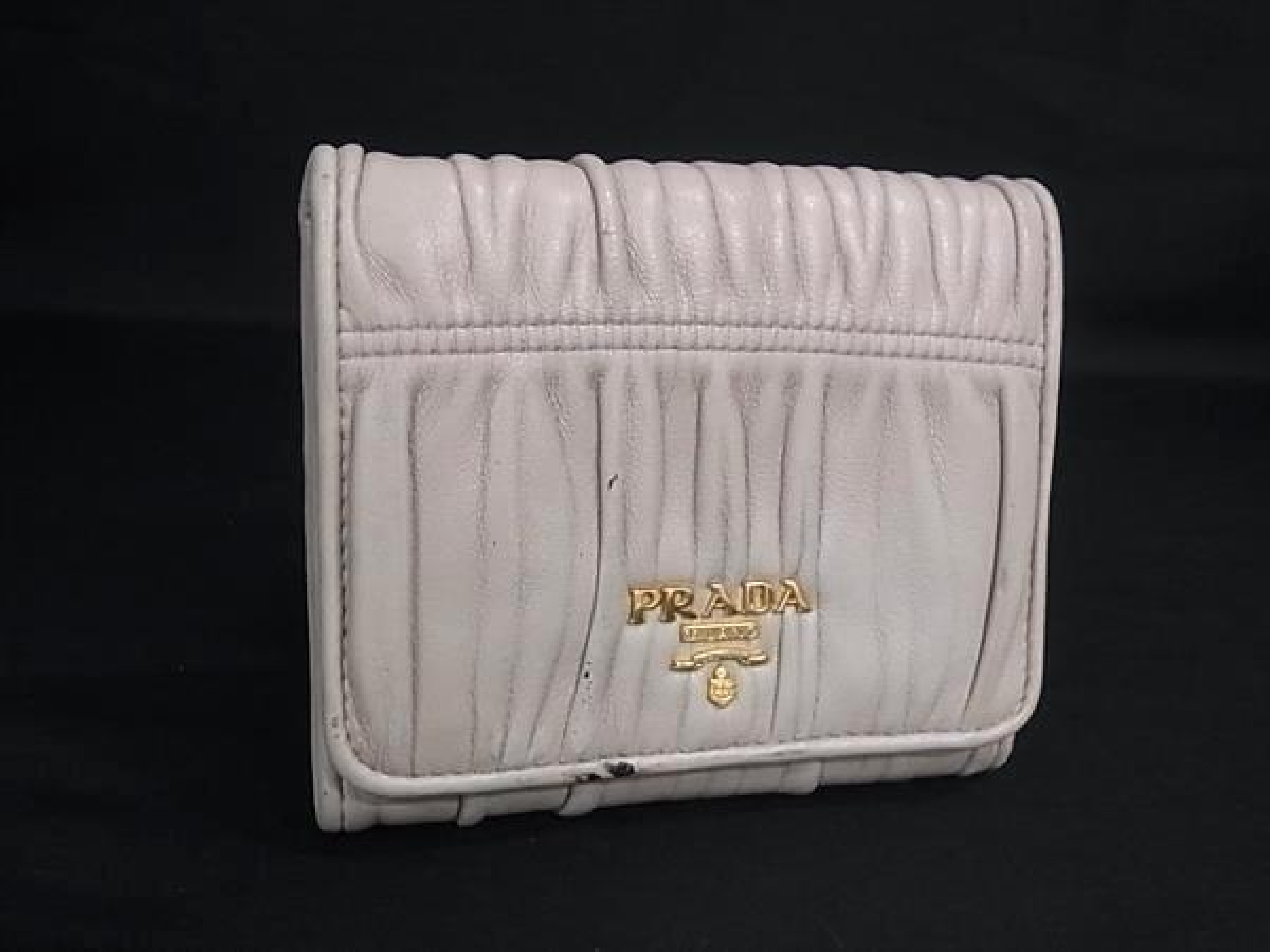 Leather Tri-fold Wallet, Billfold, Coin Purse, Card Slots, Women's, Beige, HB3761