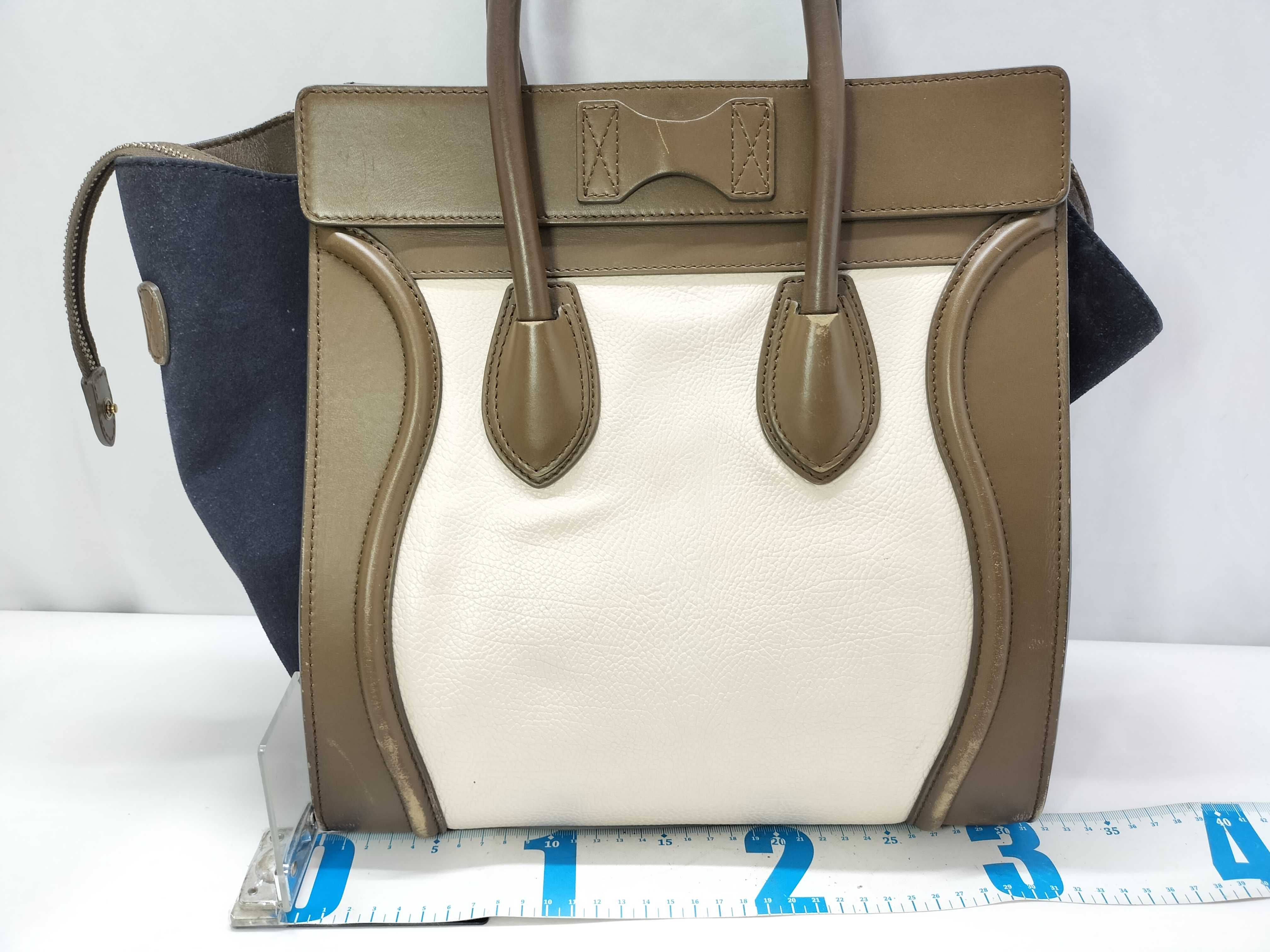 Luggage Mini Shopper Leather Handbag, Brown — view 2