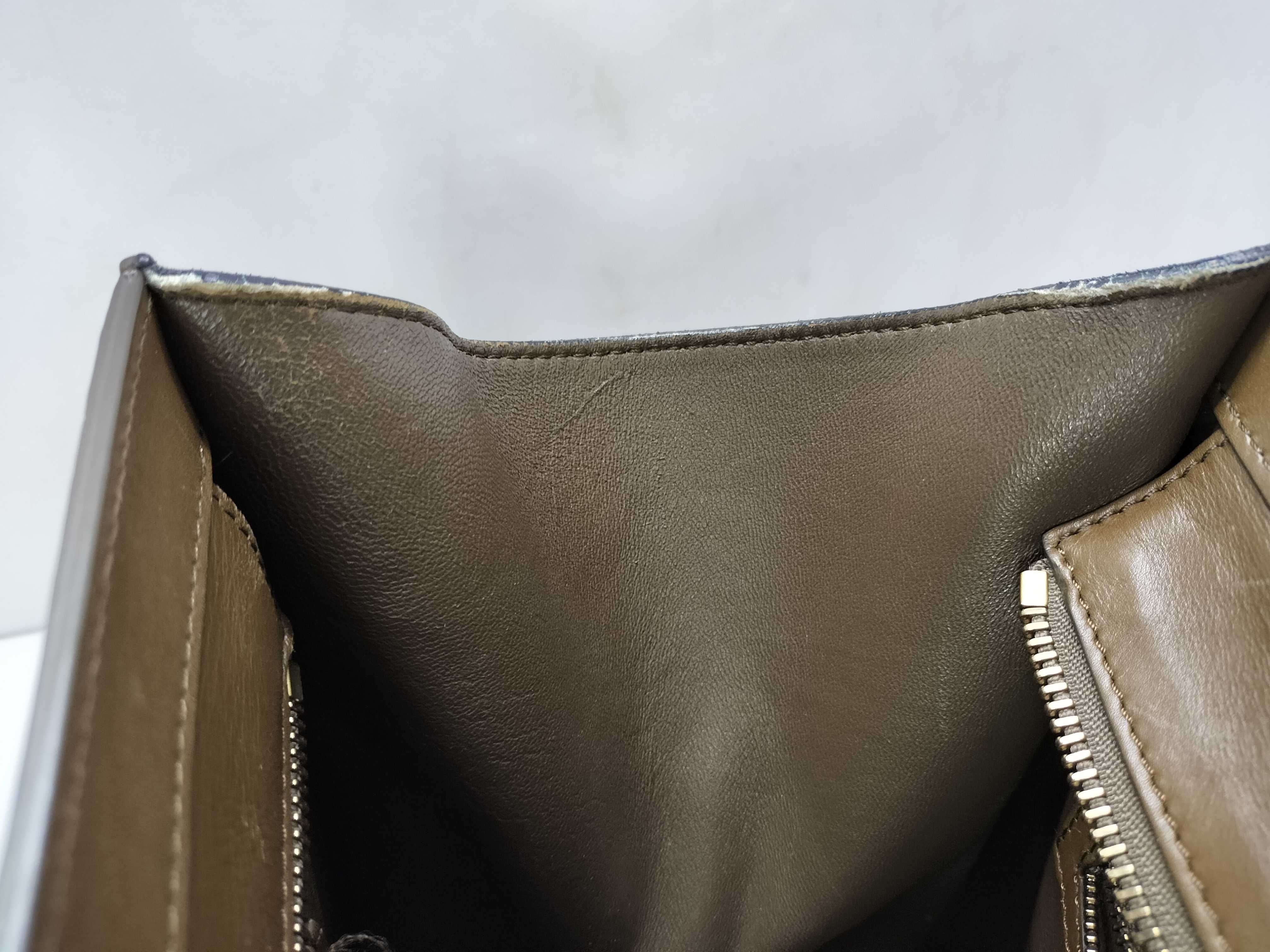 Luggage Mini Shopper Leather Handbag, Brown — view 13