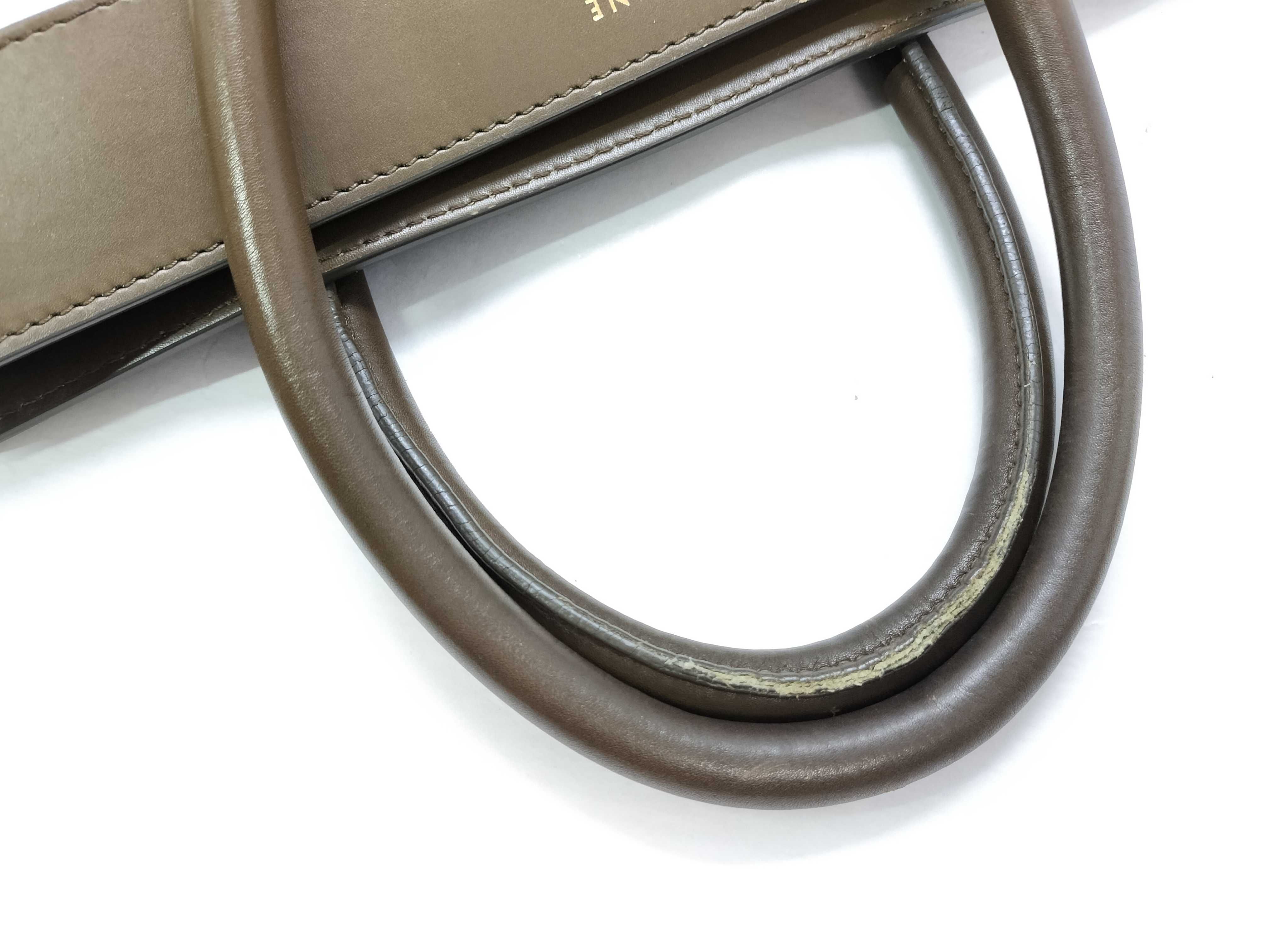 Luggage Mini Shopper Leather Handbag, Brown — view 3